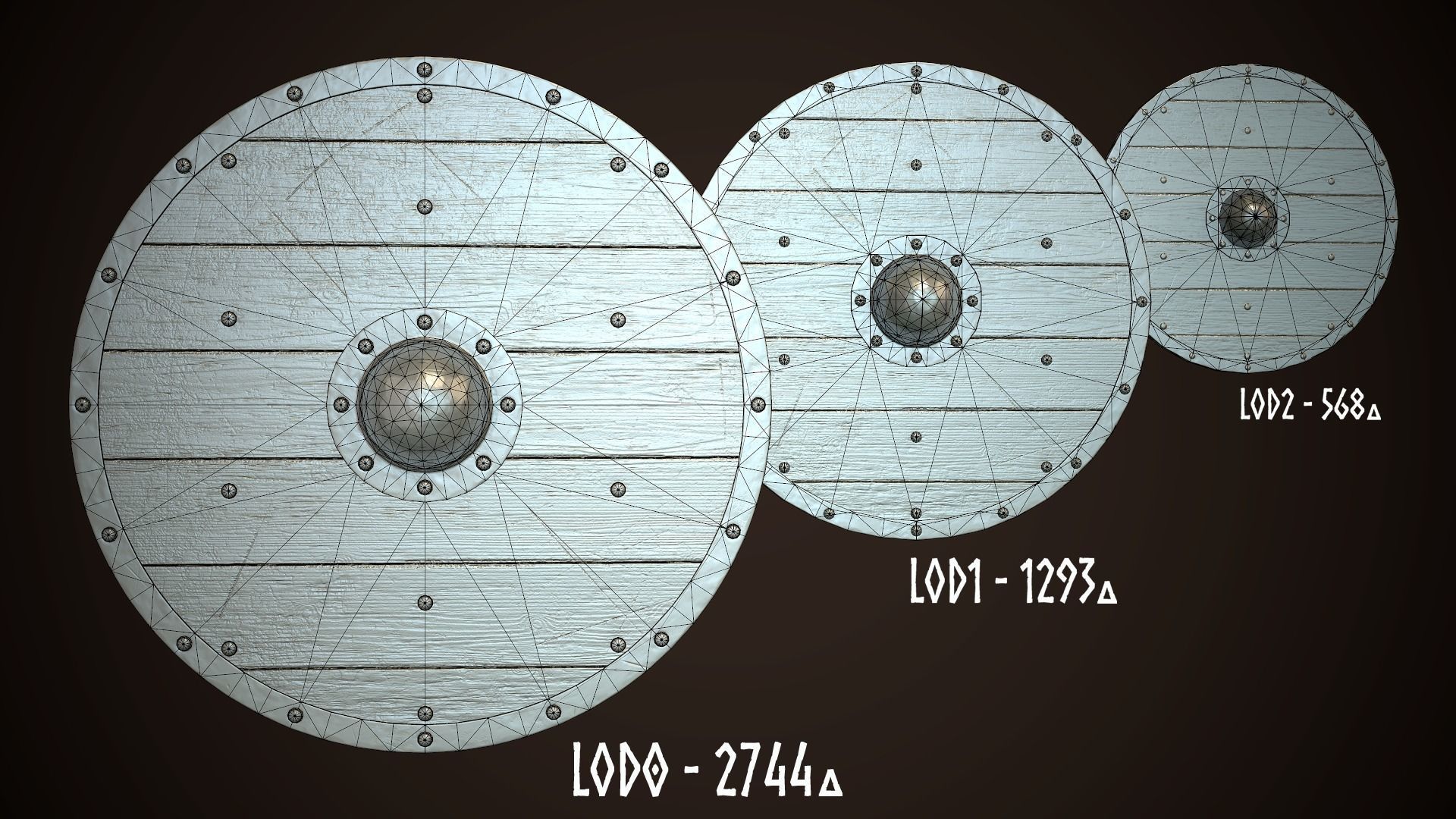 Viking Shield 18 Low-poly 3D model_16