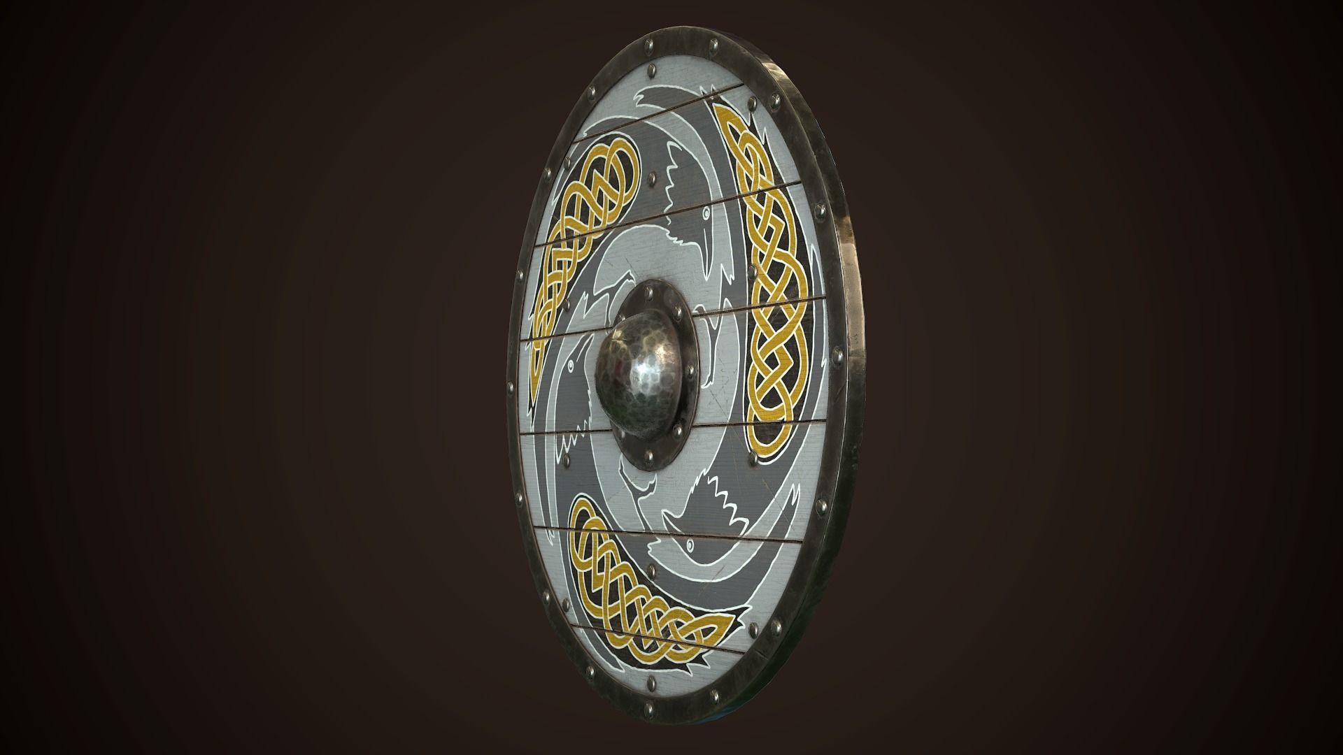 Viking Shield 18 Low-poly 3D model_4