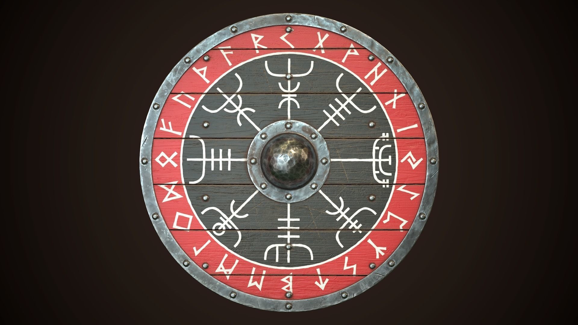 Viking Shield 19 Low-poly 3D model_2