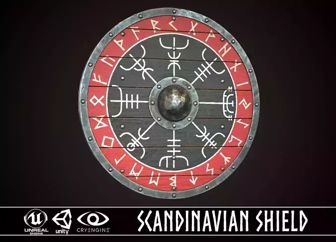 Viking Shield 19 Low-poly 3D model