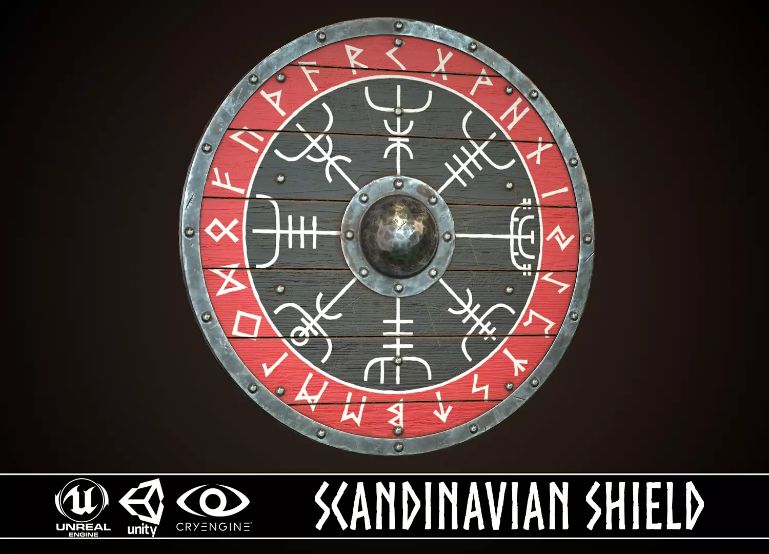 Viking Shield 19 Low-poly 3D model_0