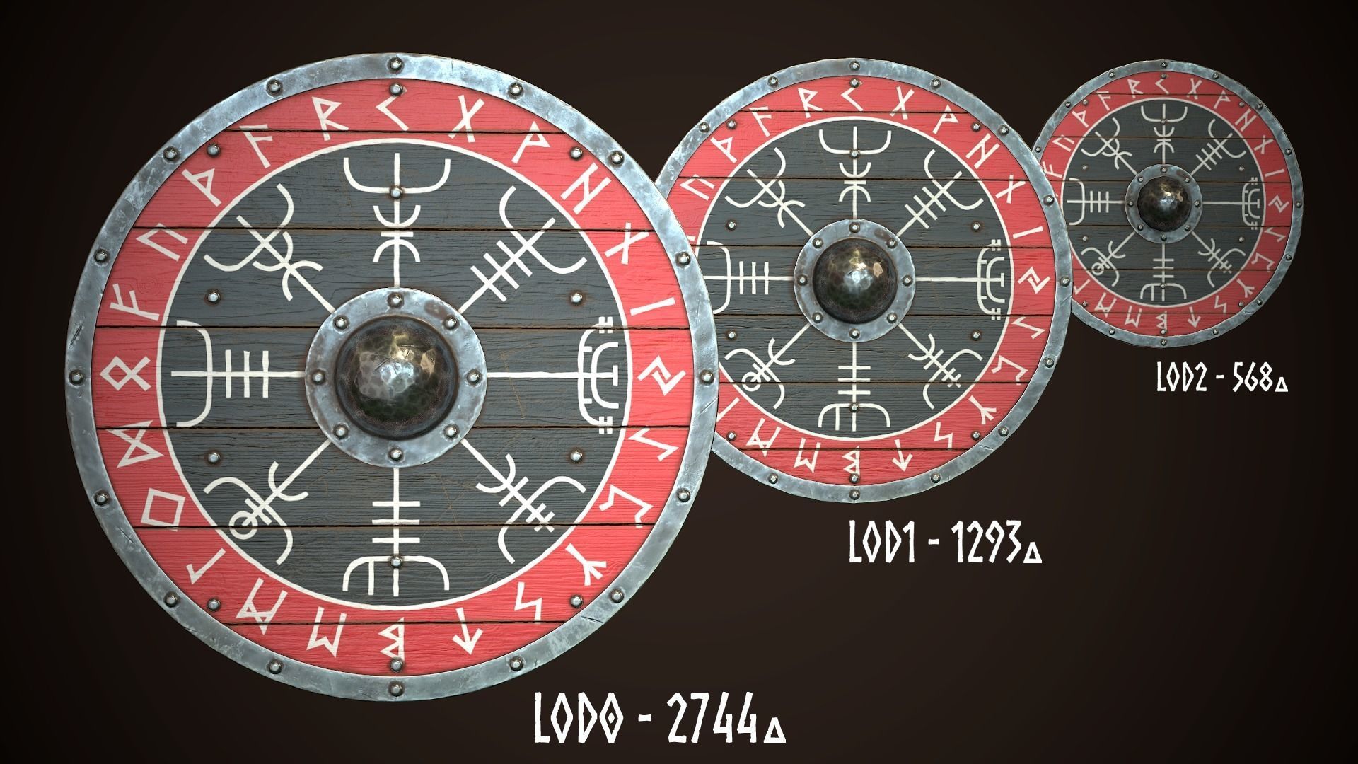 Viking Shield 19 Low-poly 3D model_1