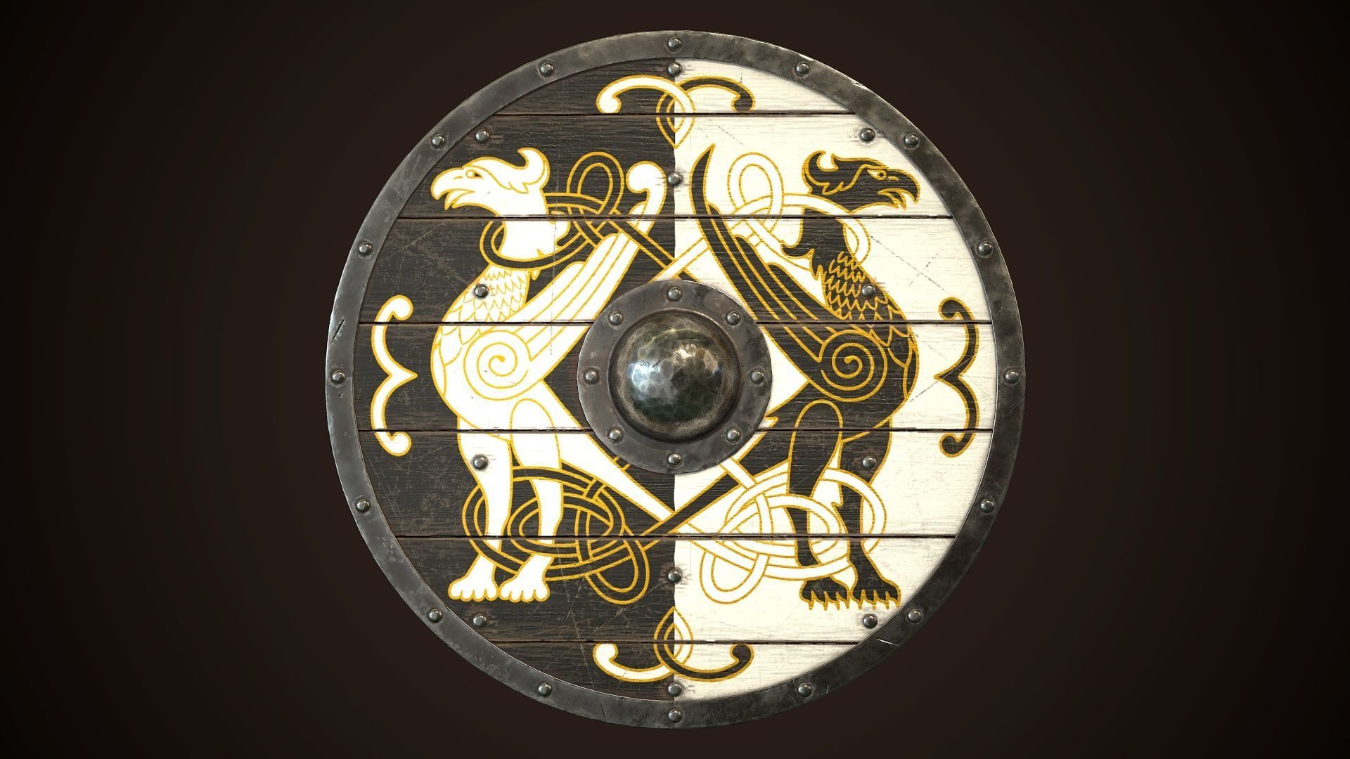 Viking Shield 20 Low-poly 3D model_2