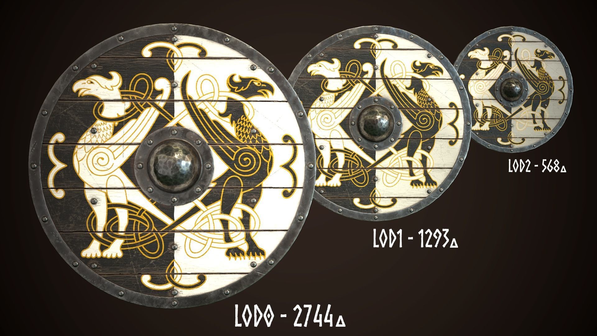 Viking Shield 20 Low-poly 3D model_1