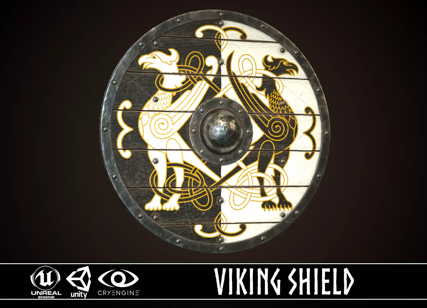 Viking Shield 20 Low-poly 3D model_0