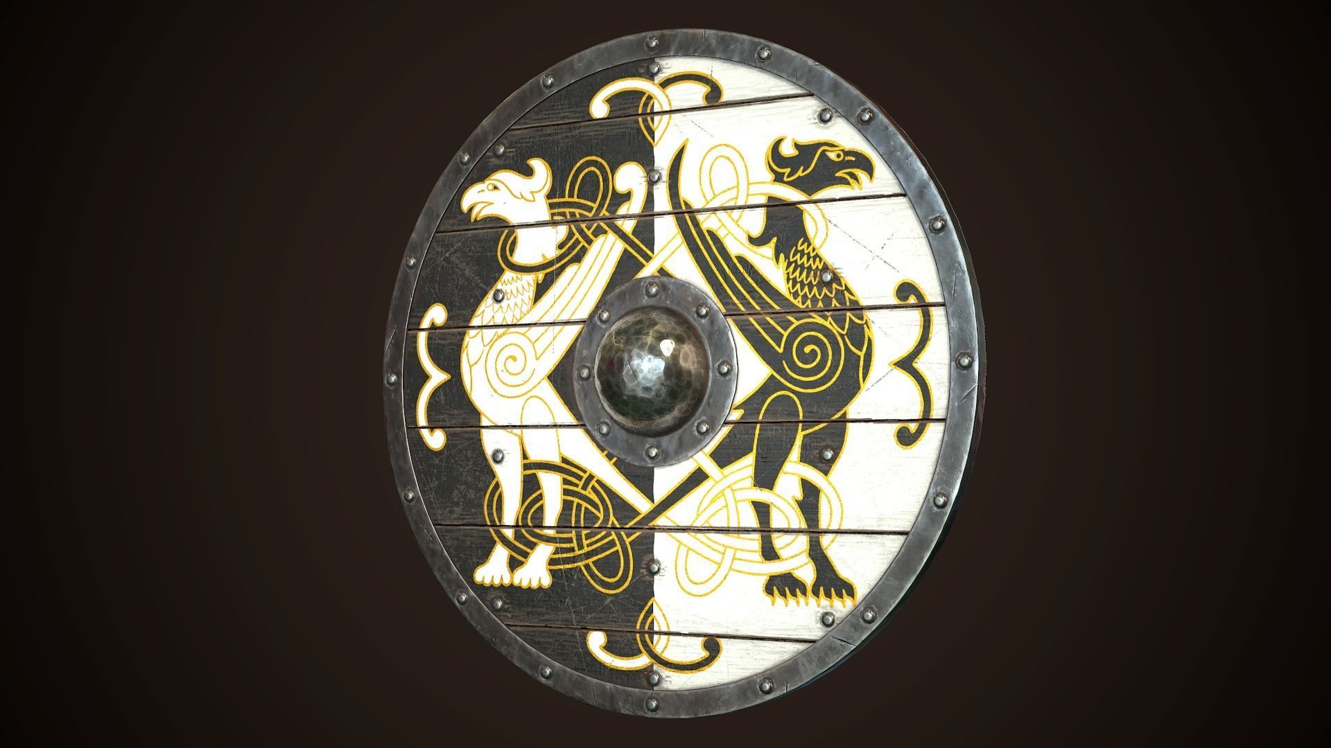 Viking Shield 20 Low-poly 3D model_3