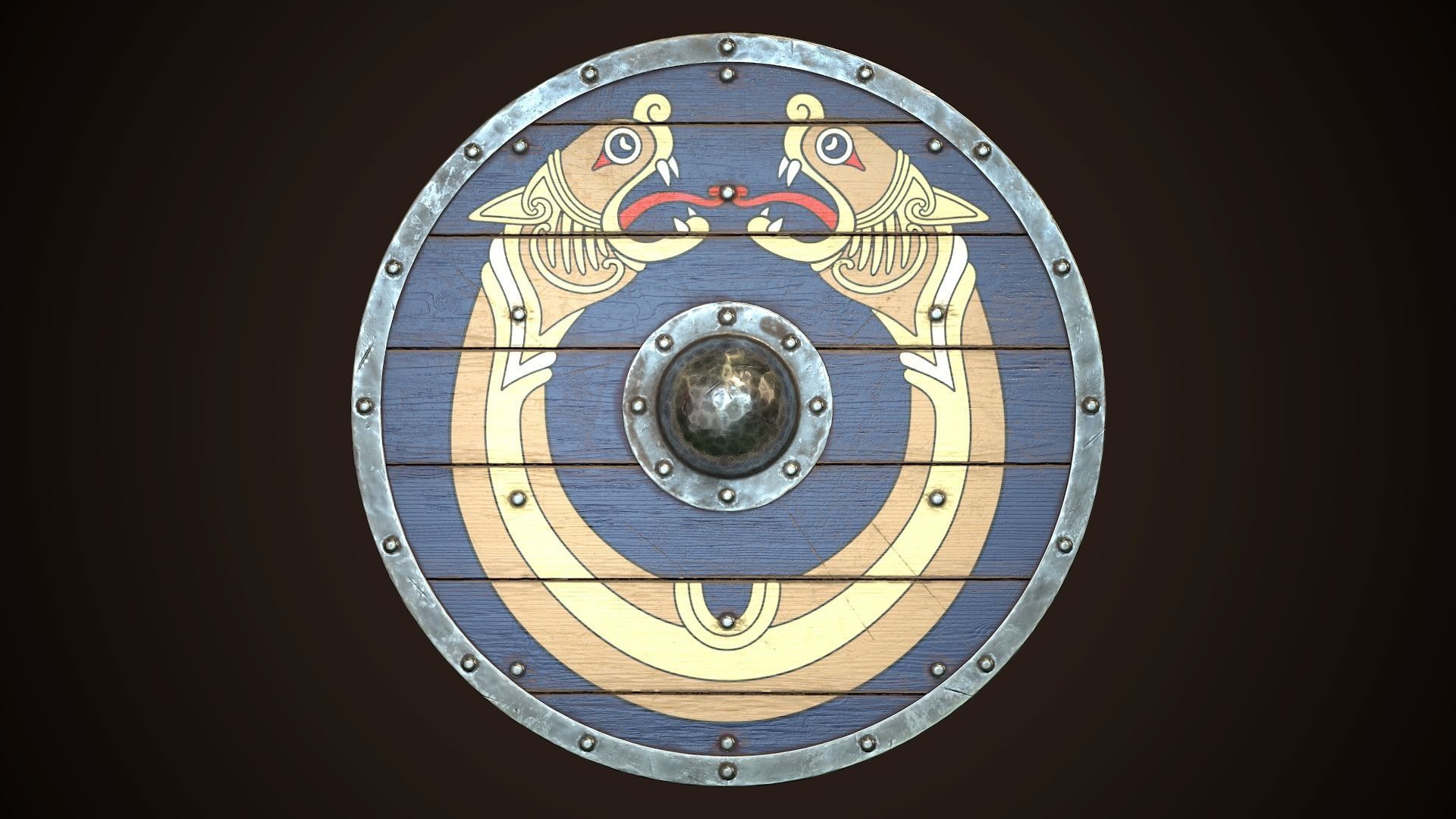 Viking Shield 21 Low-poly 3D model_2