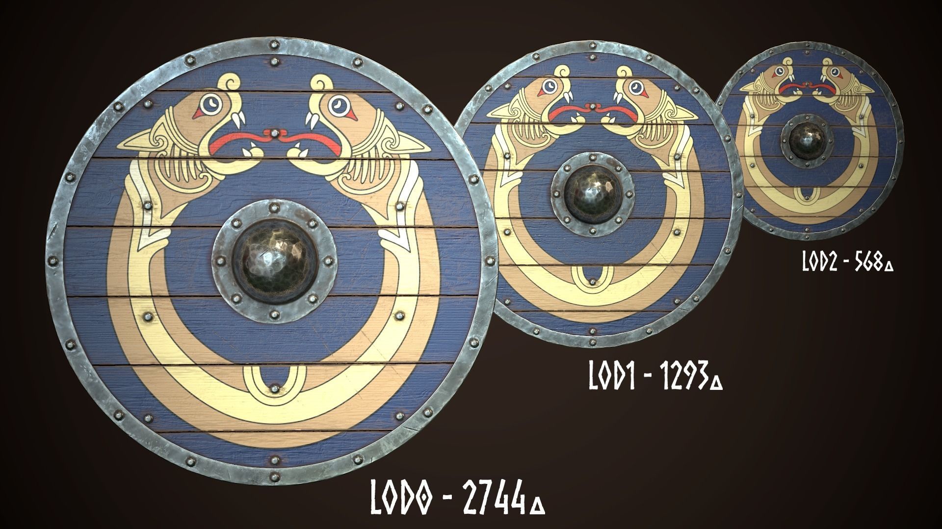 Viking Shield 21 Low-poly 3D model_1