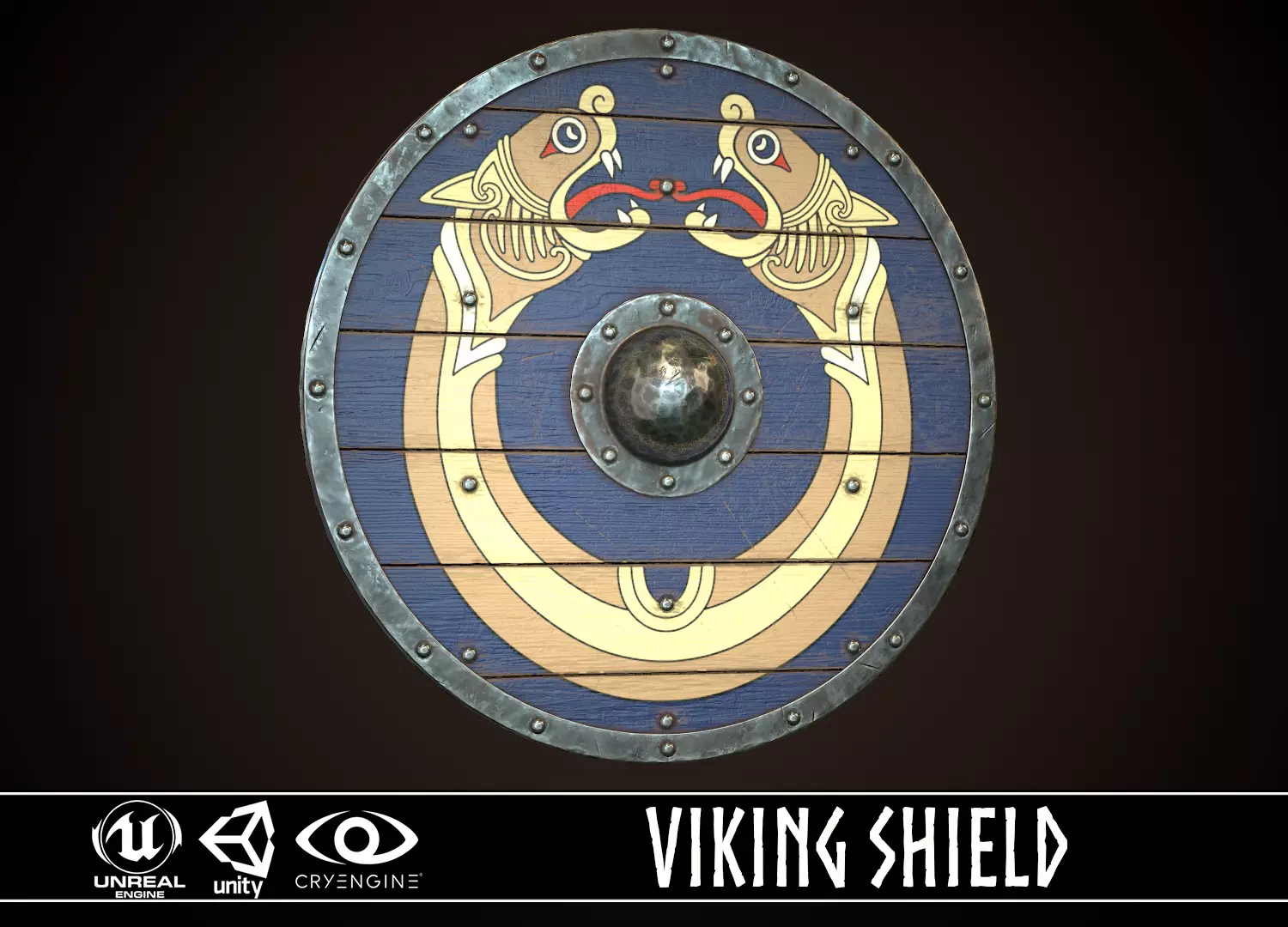 Viking Shield 21 Low-poly 3D model_0