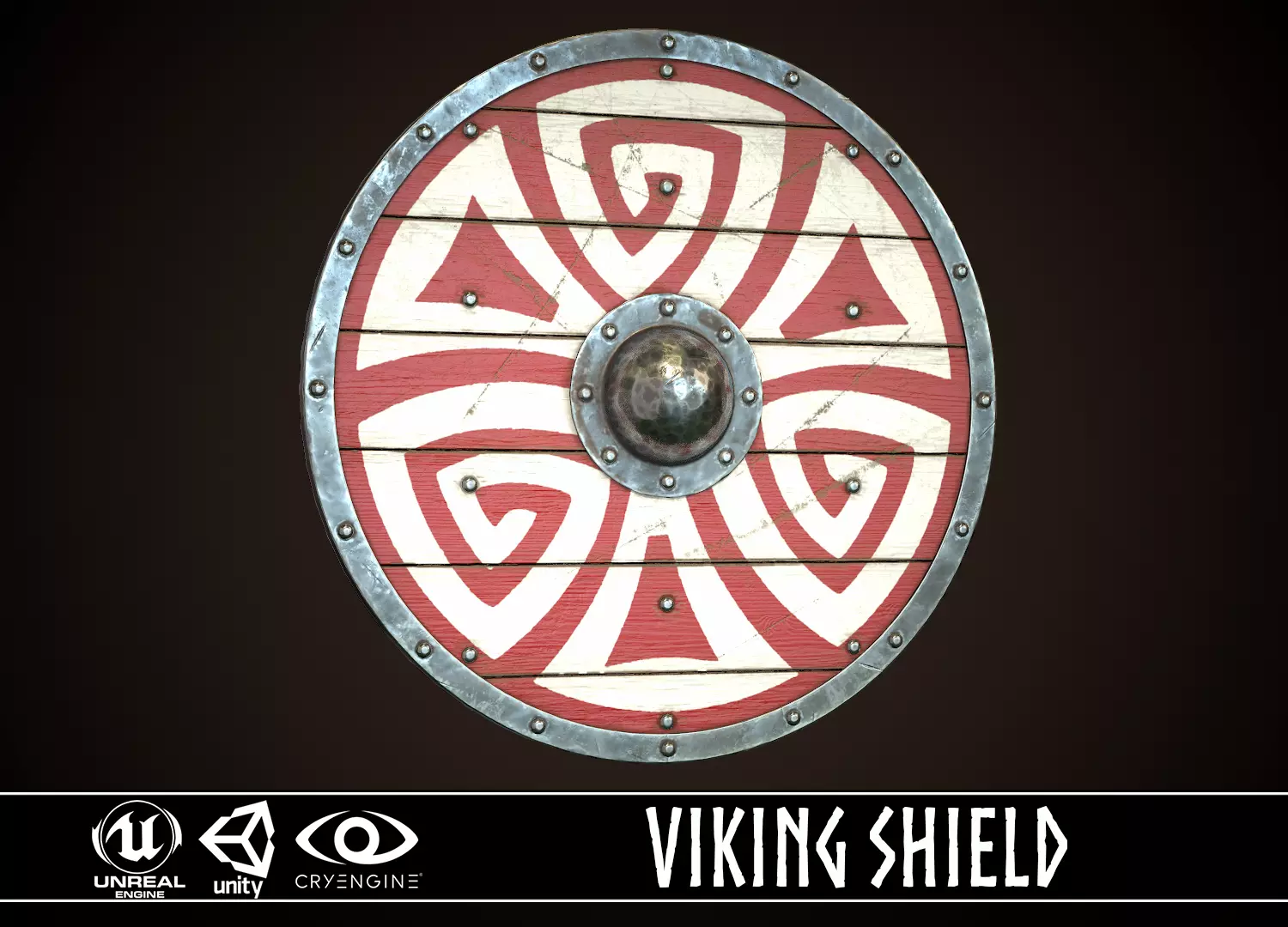 Viking Shield 22 Low-poly 3D model_0