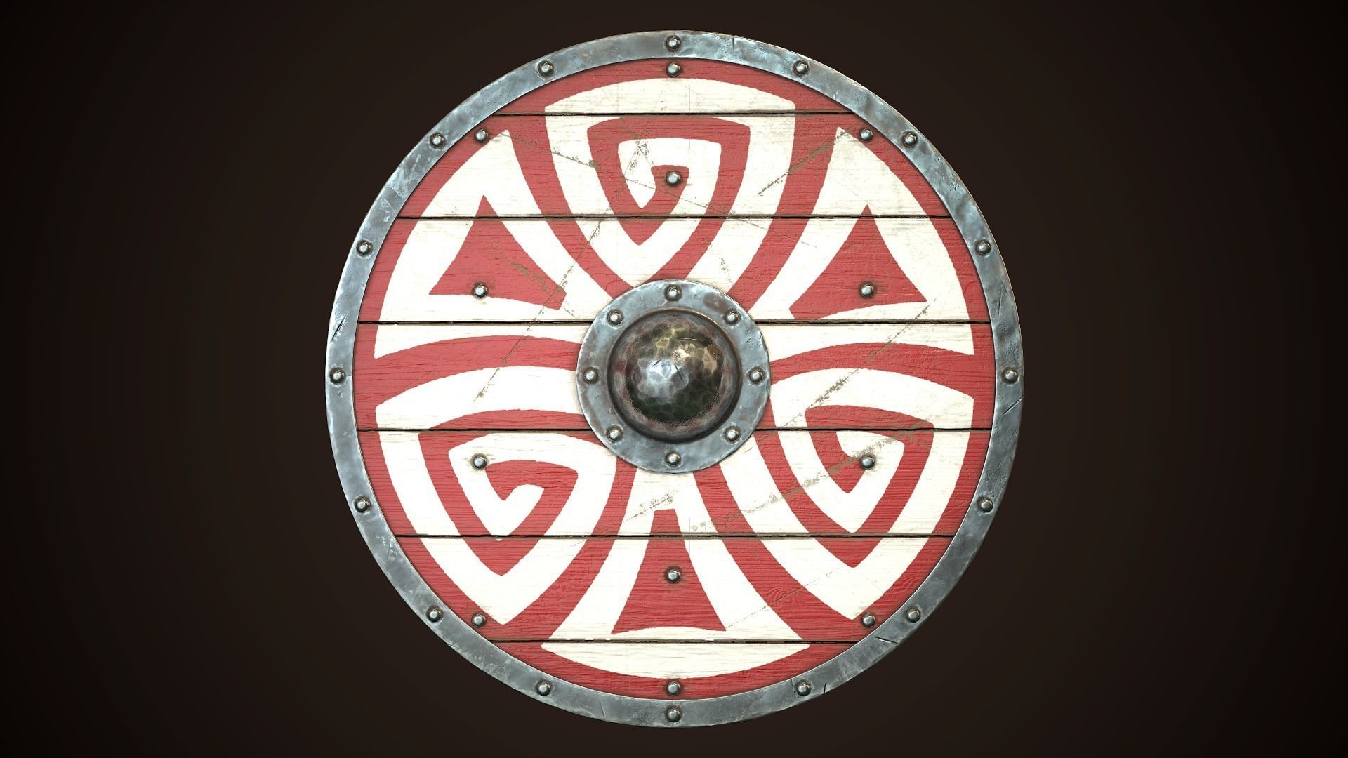 Viking Shield 22 Low-poly 3D model_2