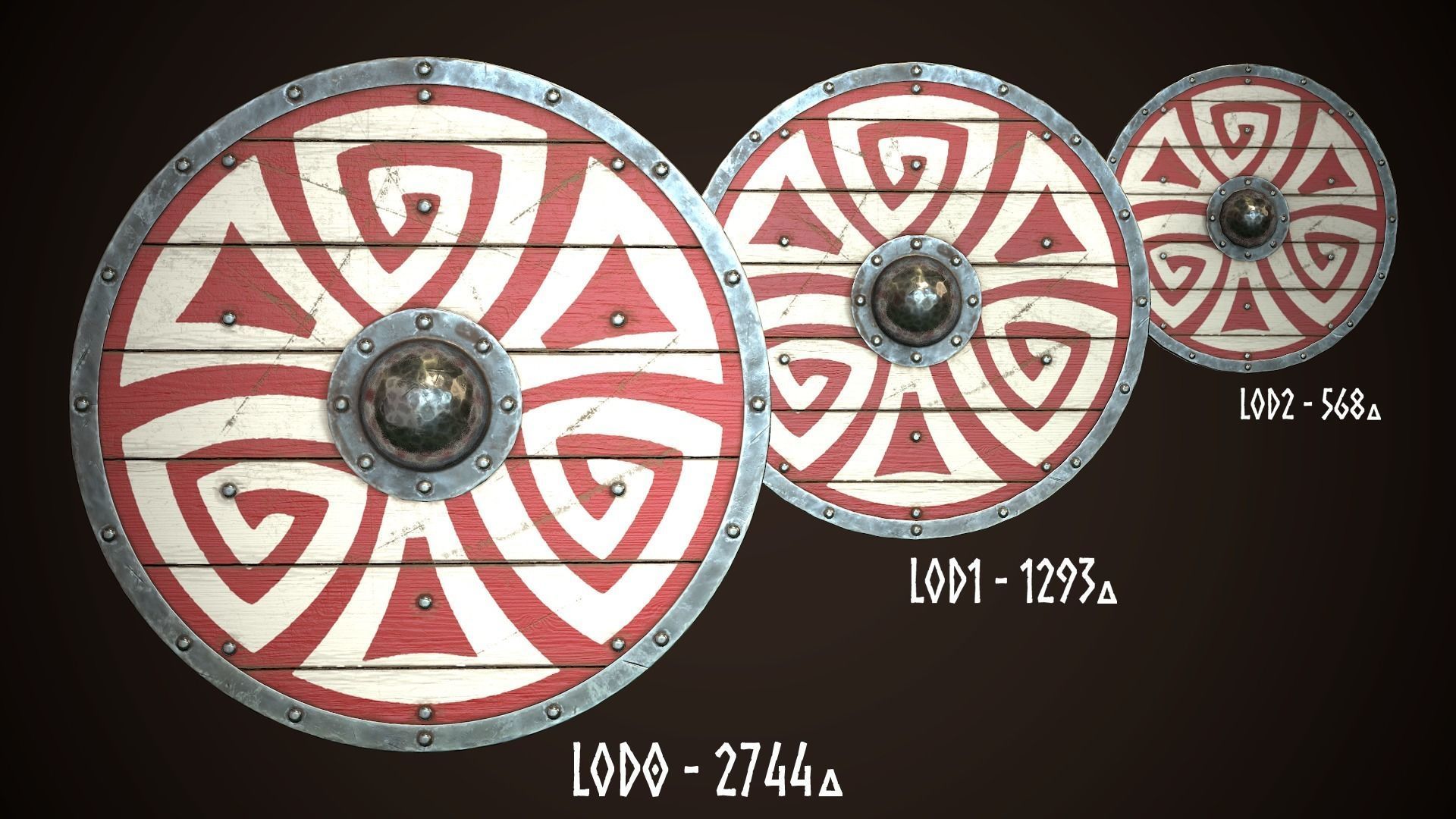 Viking Shield 22 Low-poly 3D model_1