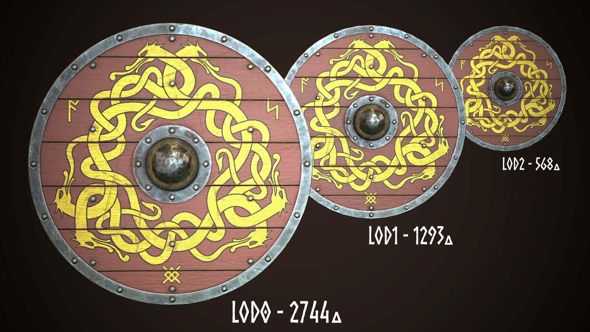 Viking Shield 23 Low-poly 3D model_1