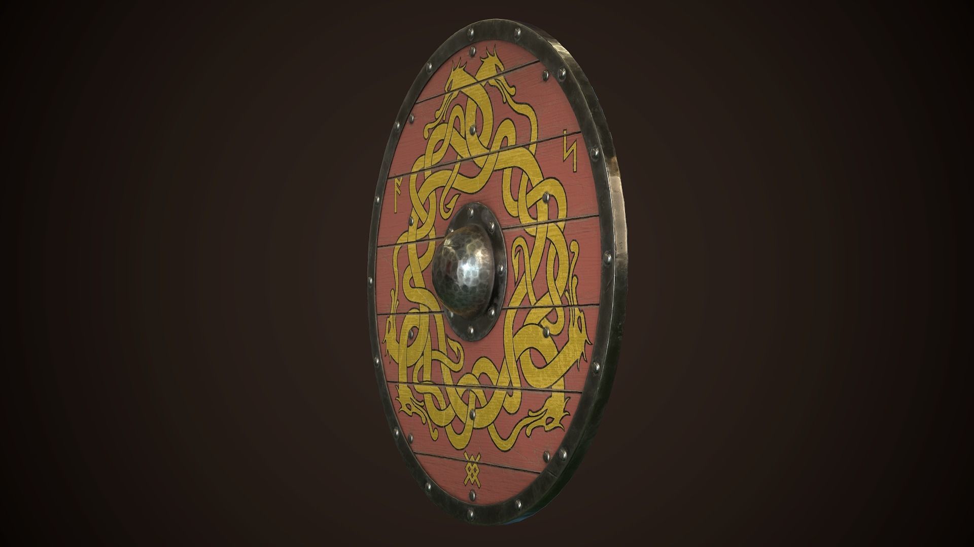 Viking Shield 23 Low-poly 3D model_4