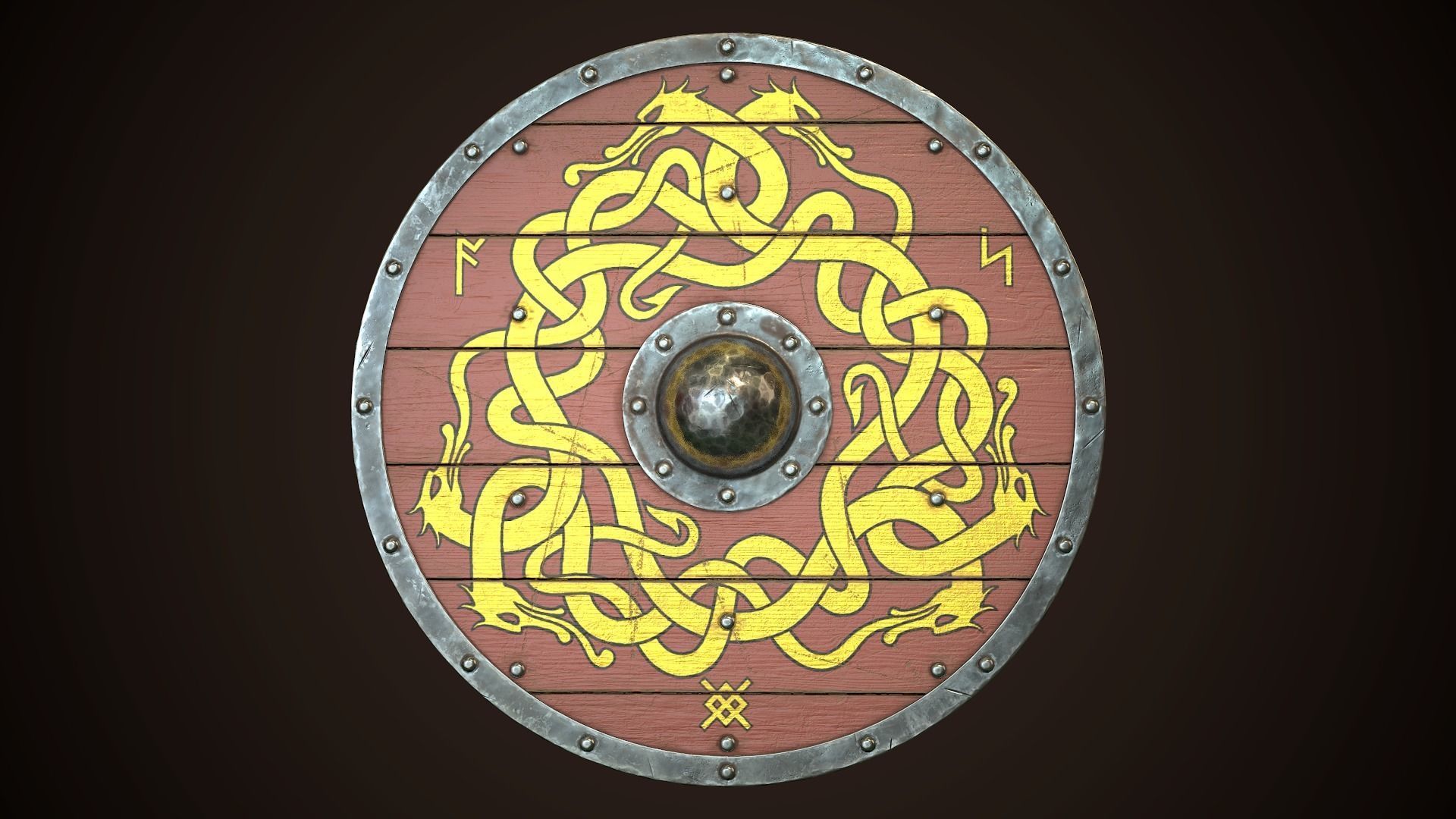 Viking Shield 23 Low-poly 3D model_2
