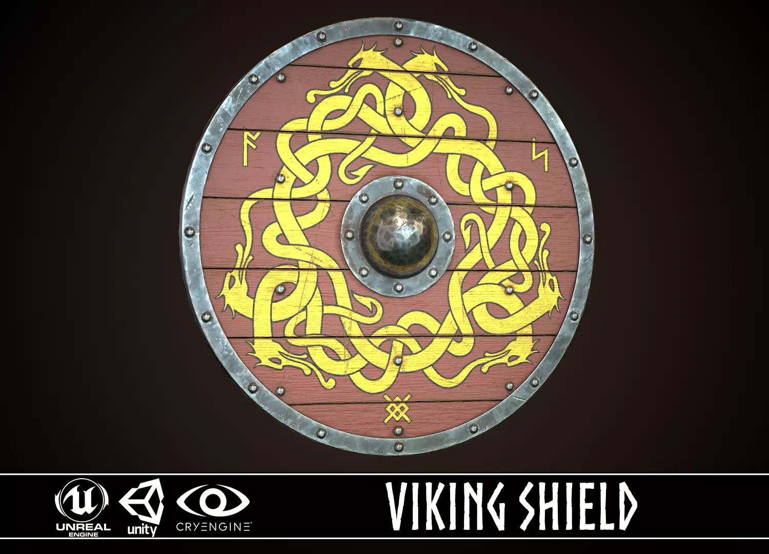 Viking Shield 23 Low-poly 3D model_0