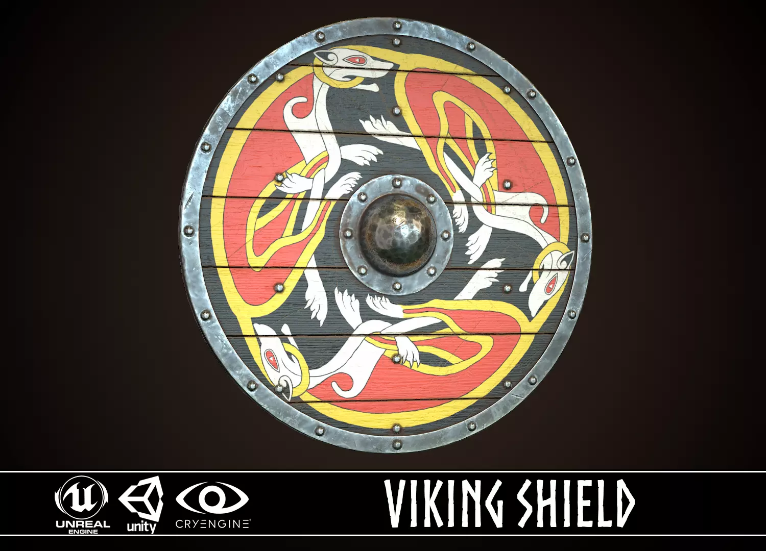 Viking Shield 24 Low-poly 3D model_0