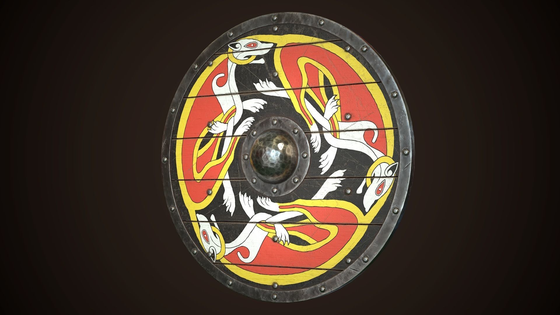 Viking Shield 24 Low-poly 3D model_3