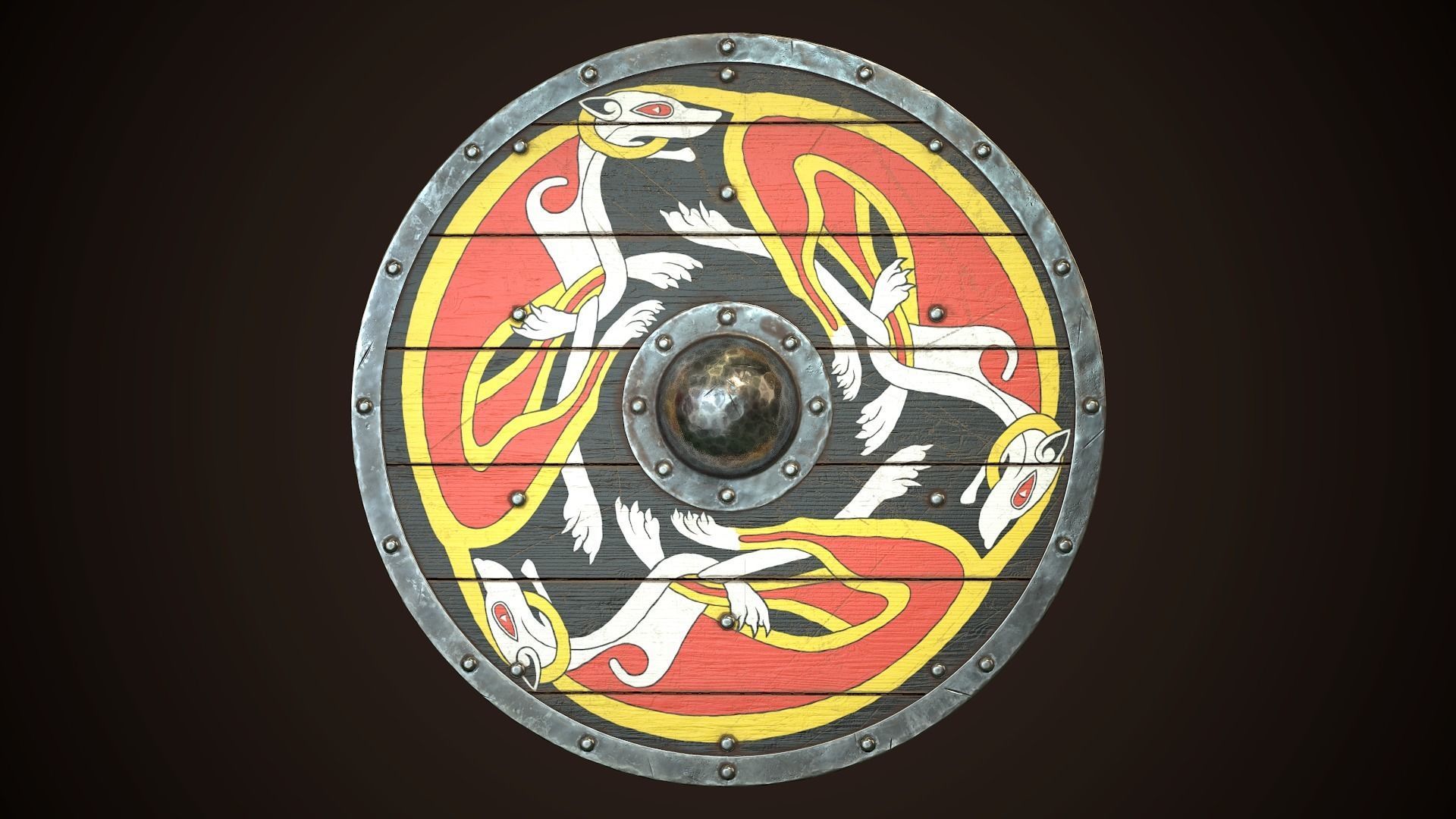 Viking Shield 24 Low-poly 3D model_2