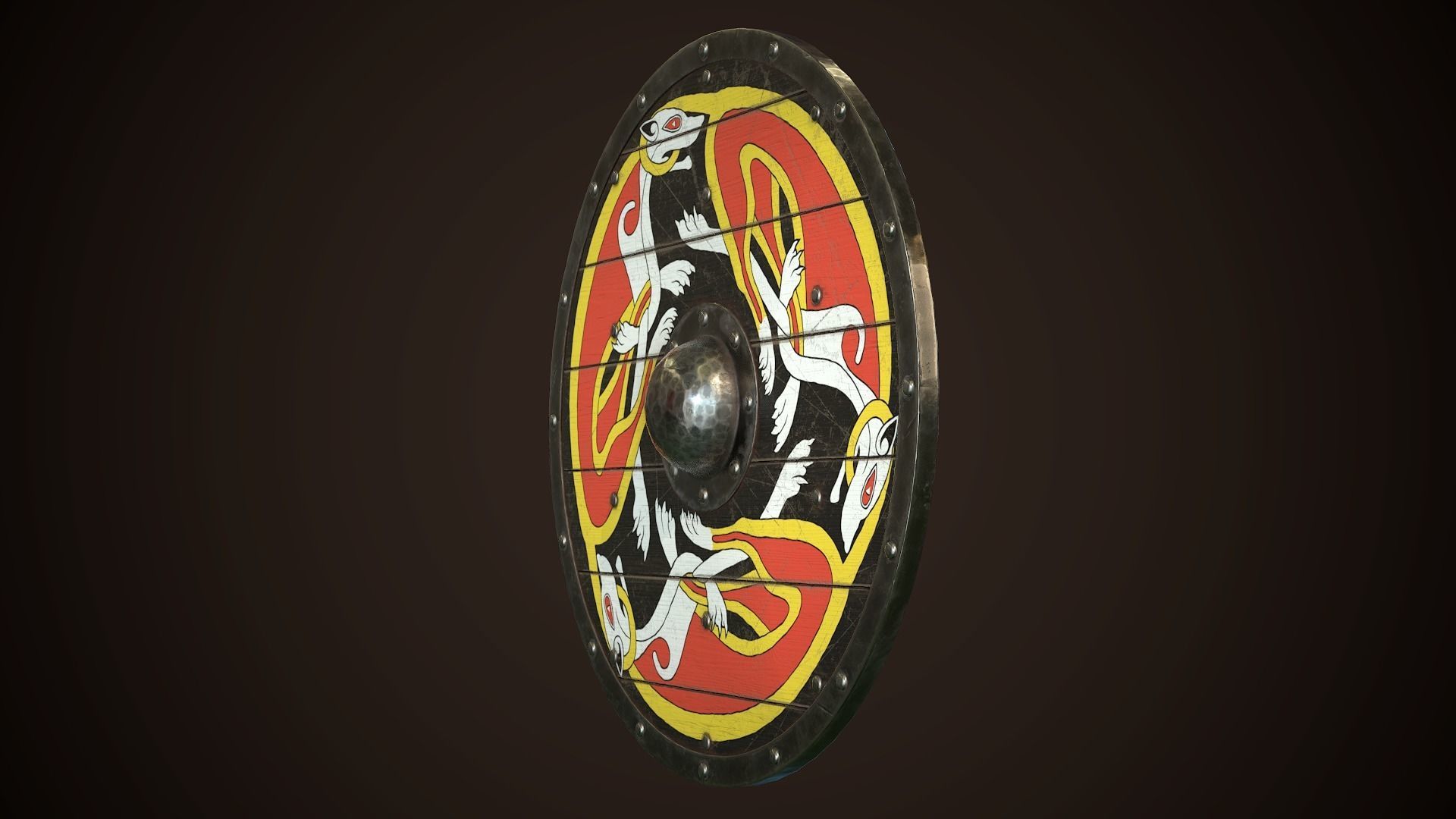 Viking Shield 24 Low-poly 3D model_4