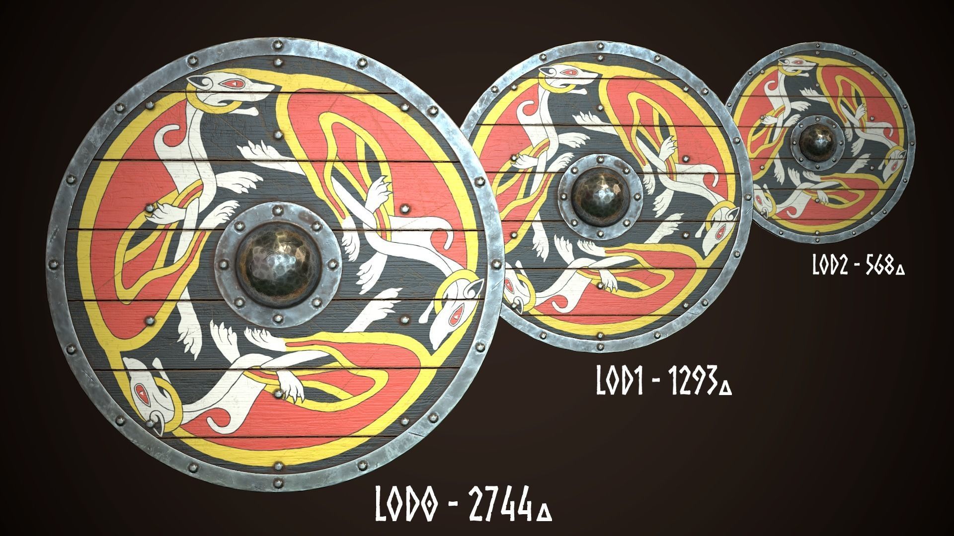 Viking Shield 24 Low-poly 3D model_1