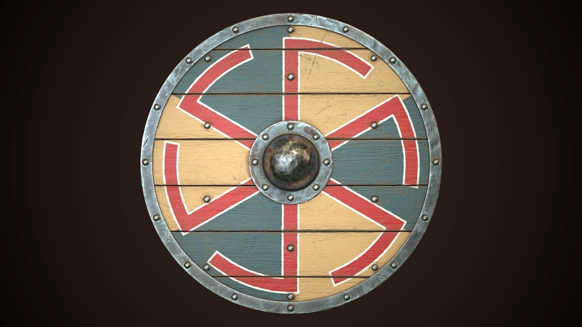 Viking Shield 25 Low-poly 3D model_2