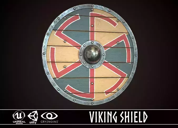 Viking Shield 25 Low-poly 3D model