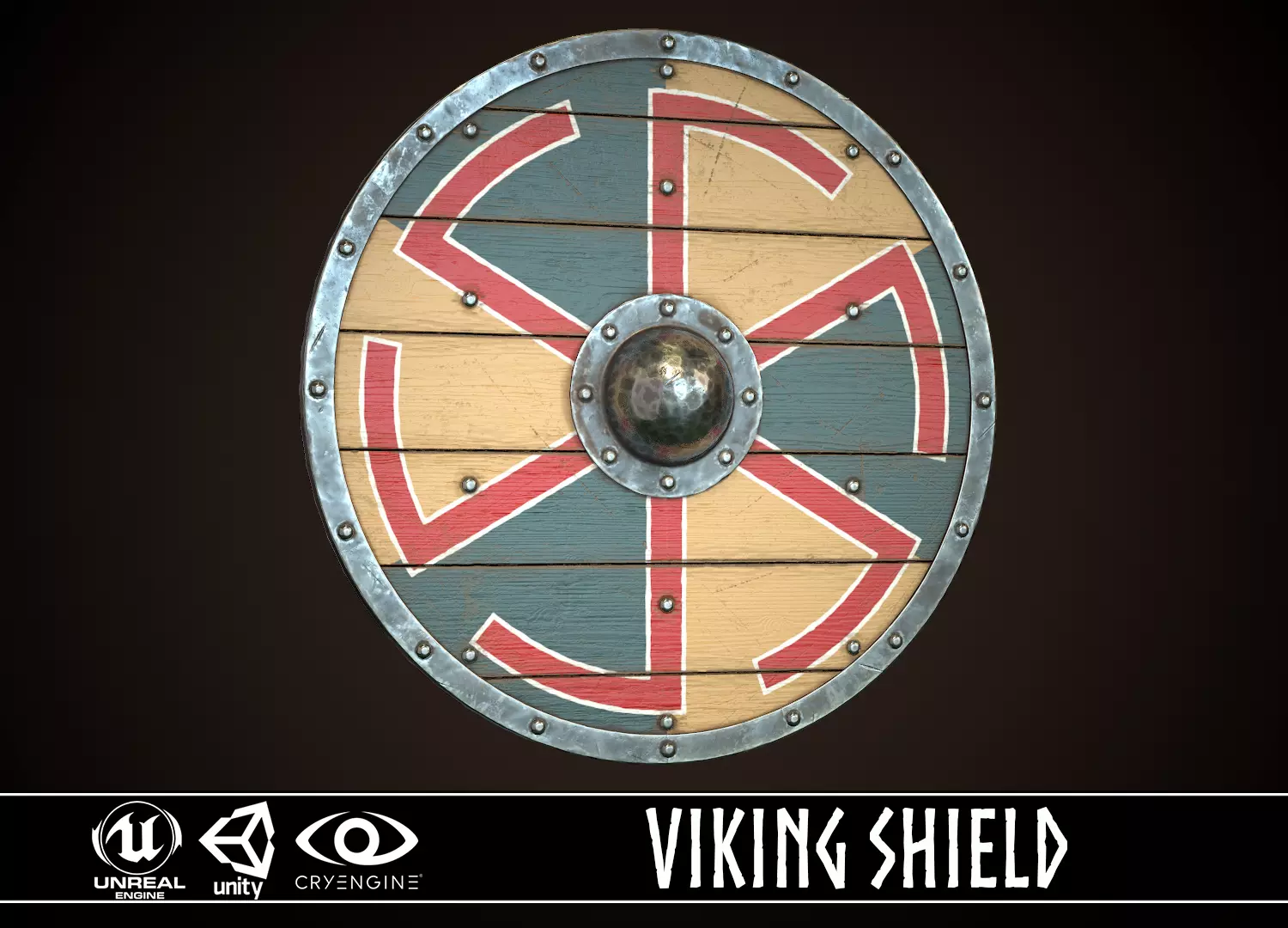 Viking Shield 25 Low-poly 3D model_0