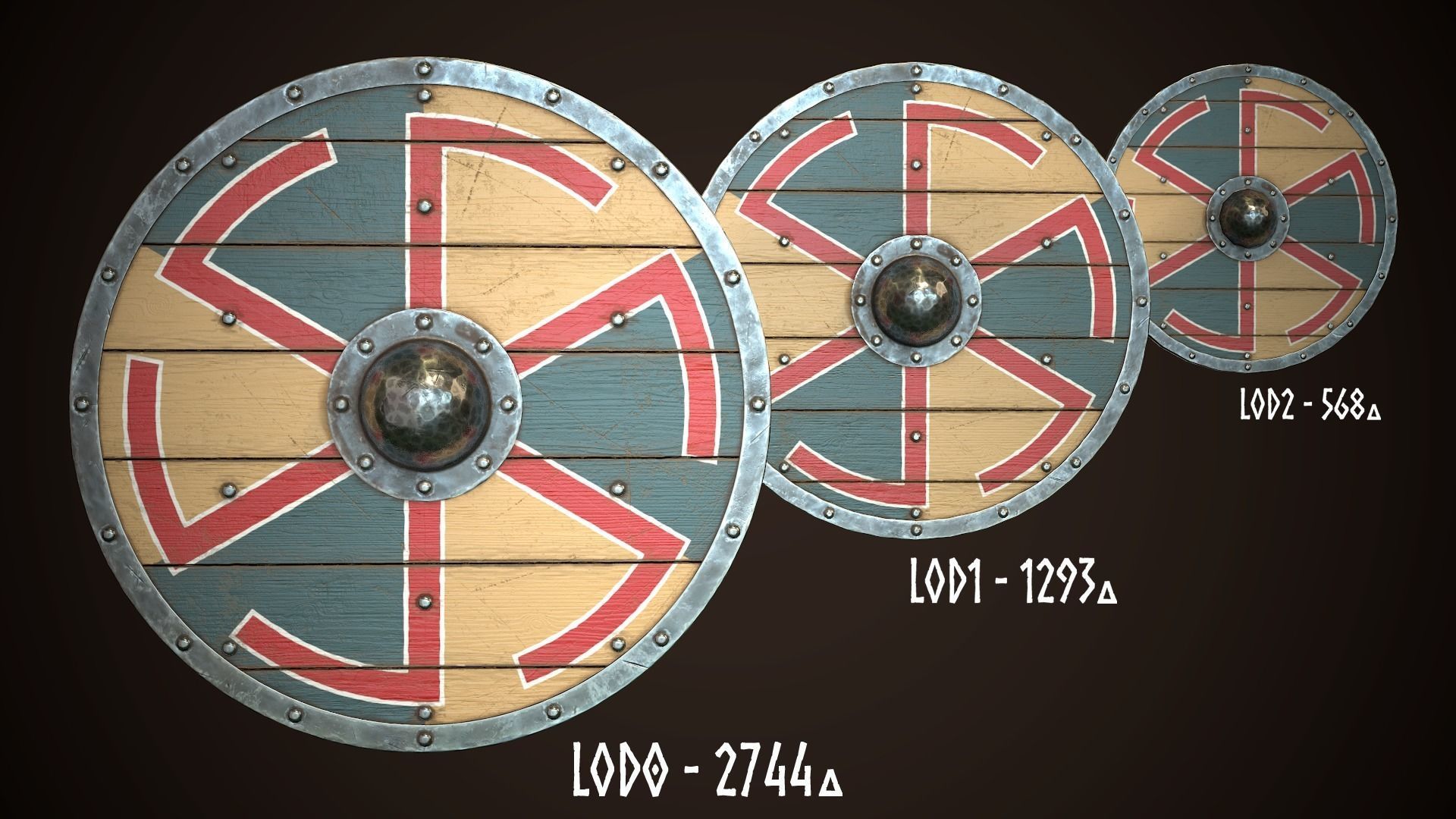 Viking Shield 25 Low-poly 3D model_1