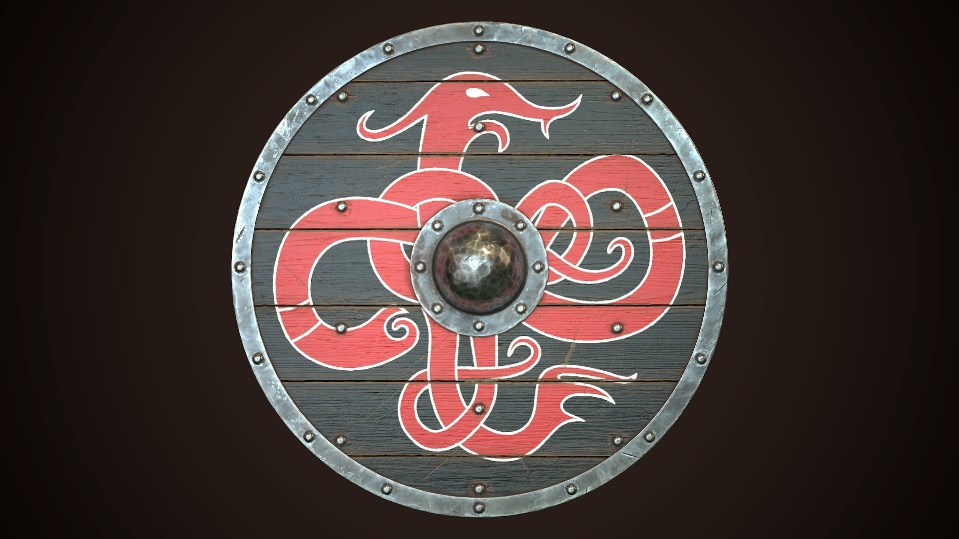 Viking Shield 26 Low-poly 3D model_2