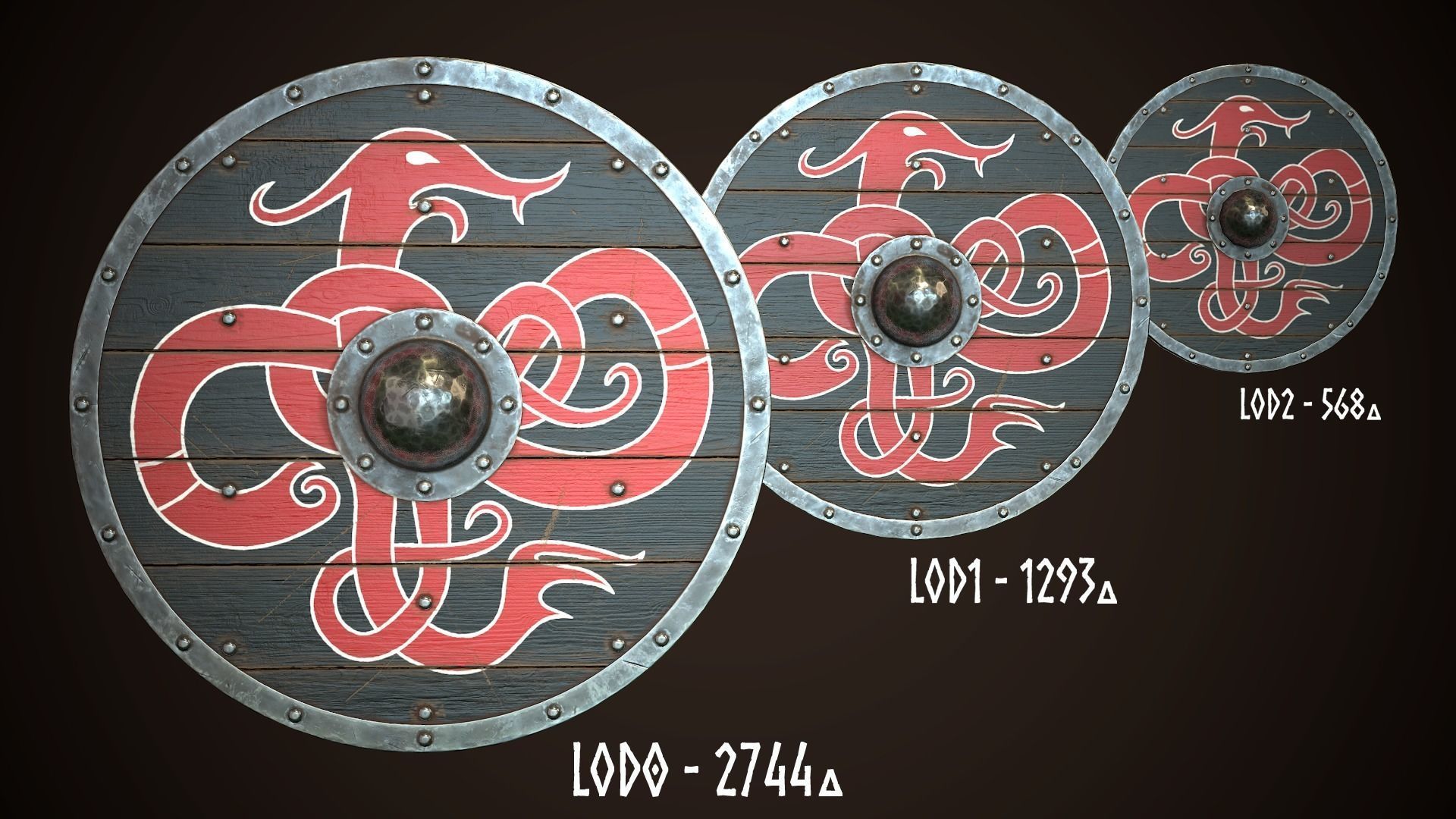 Viking Shield 26 Low-poly 3D model_1