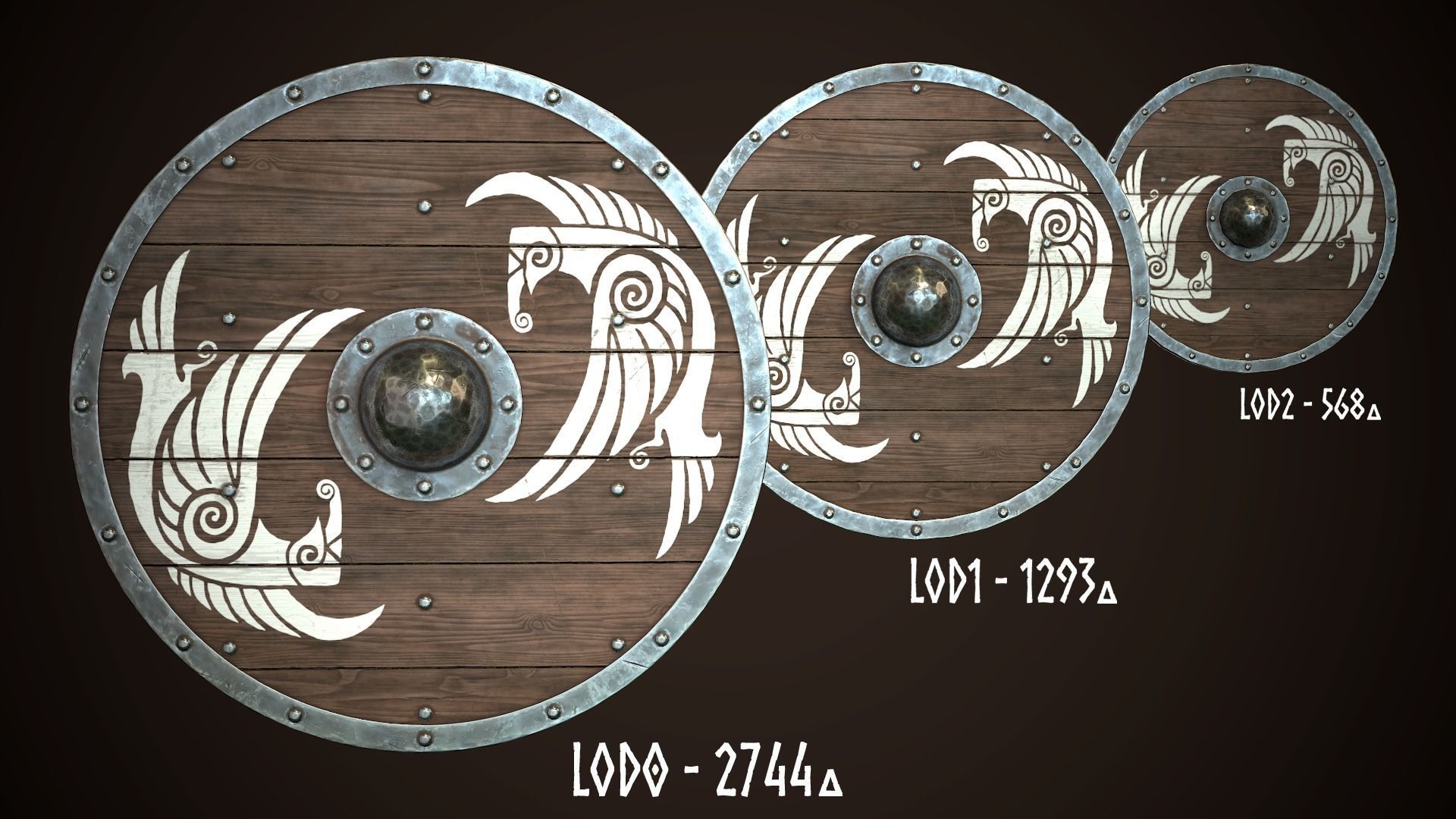 Viking Shield 27 Low-poly 3D model_1