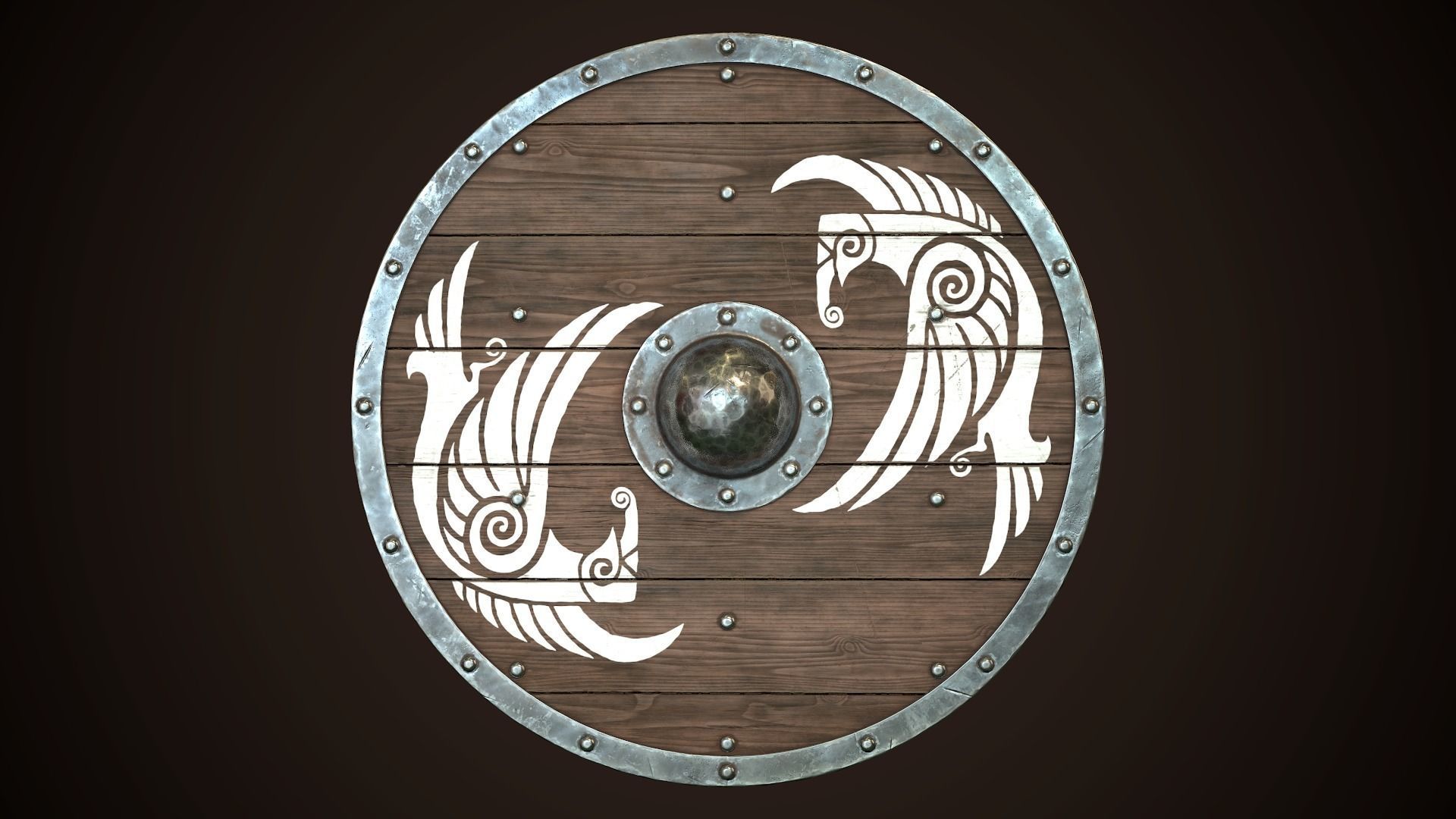 Viking Shield 27 Low-poly 3D model_2