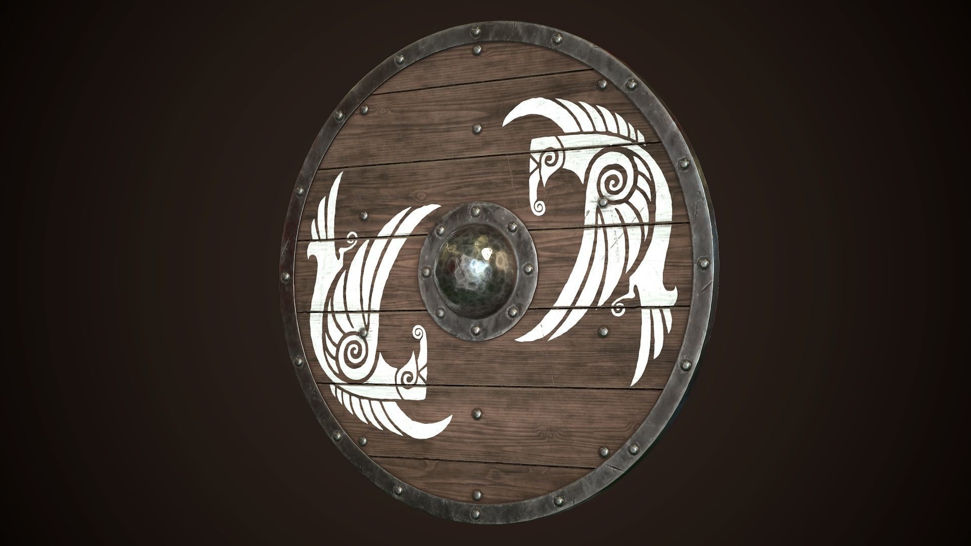 Viking Shield 27 Low-poly 3D model_3