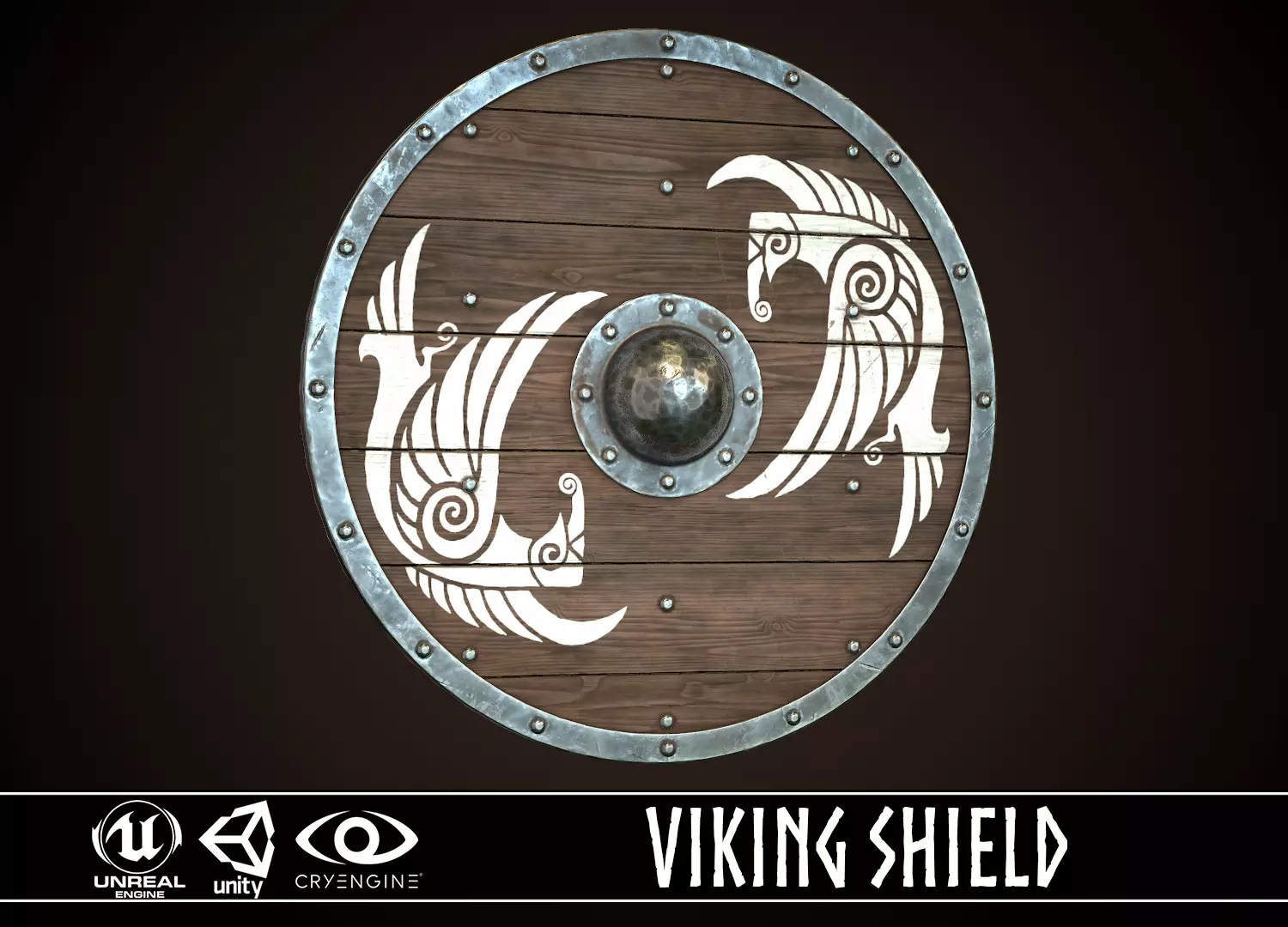 Viking Shield 27 Low-poly 3D model_0