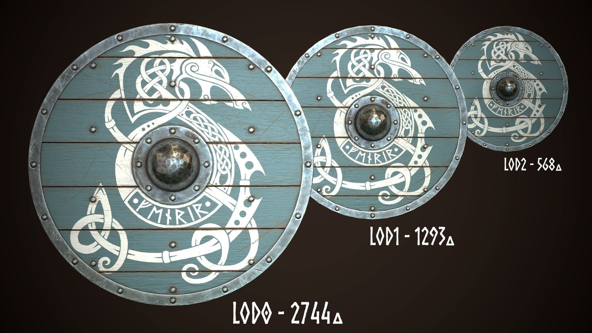 Viking Shield 28 Low-poly 3D model_1