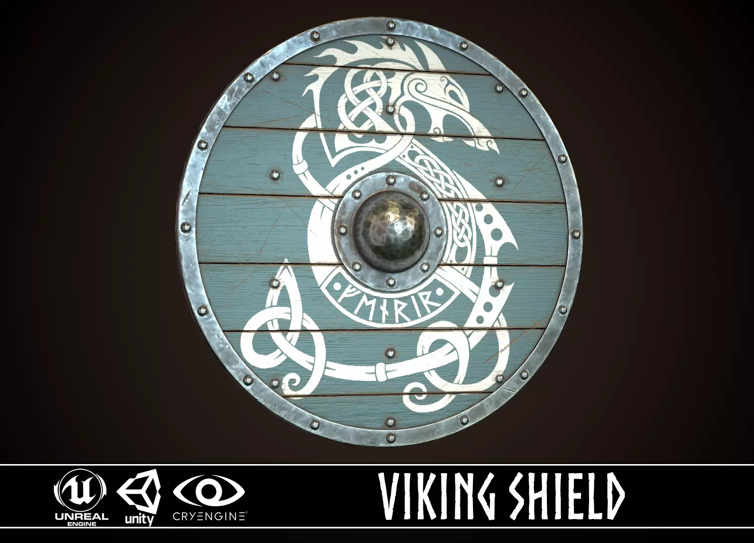 Viking Shield 28 Low-poly 3D model_0