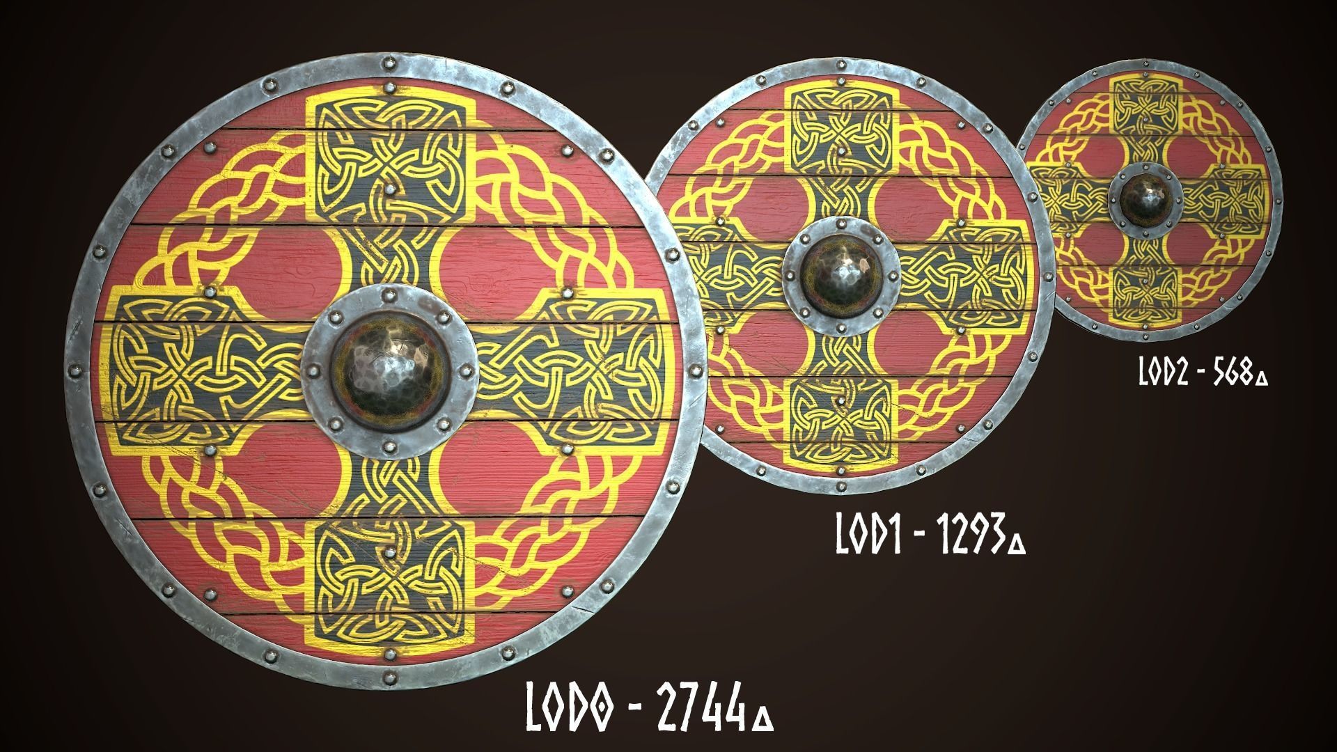Viking Shield 29 Low-poly 3D model_1