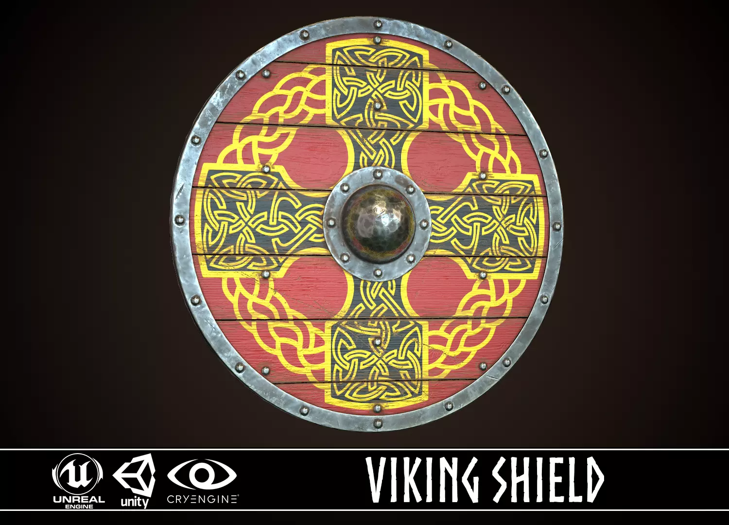 Viking Shield 29 Low-poly 3D model_0