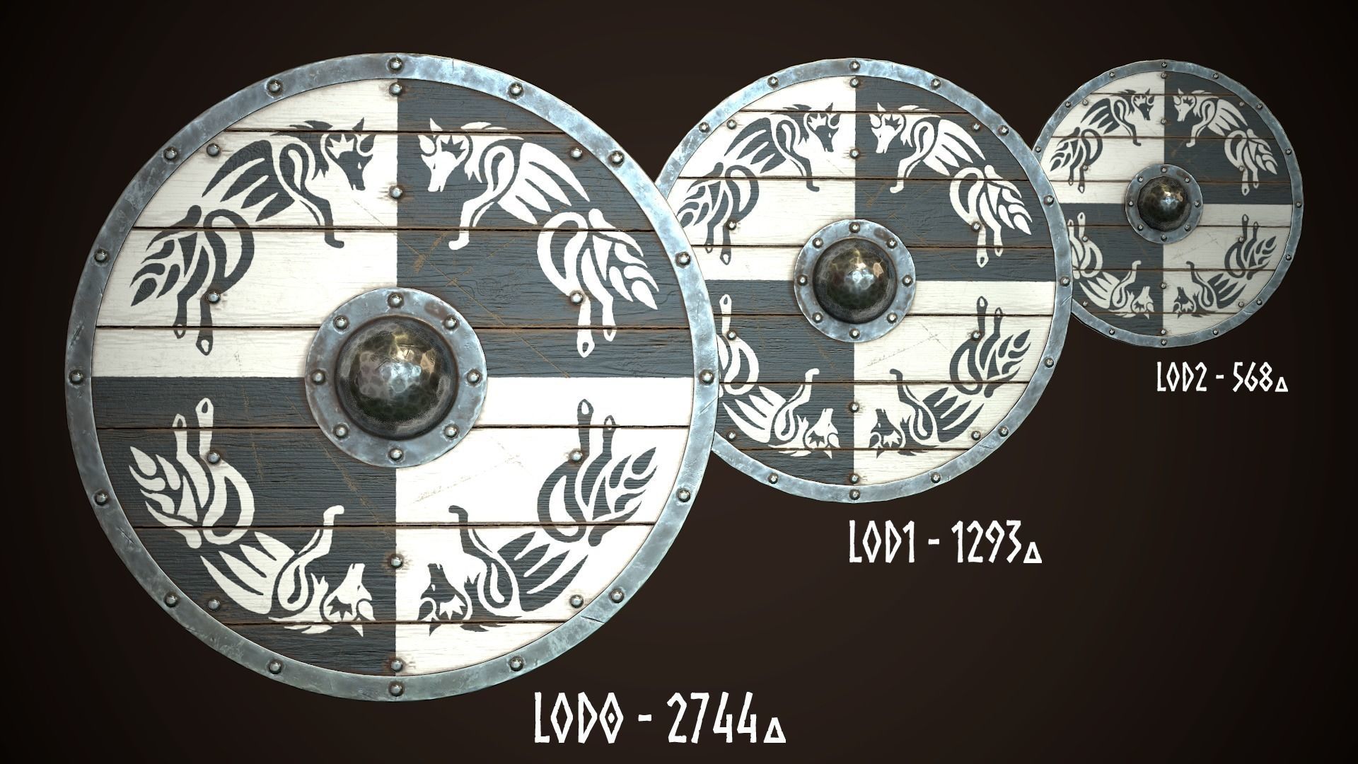 Viking Shield 30 Low-poly 3D model_1