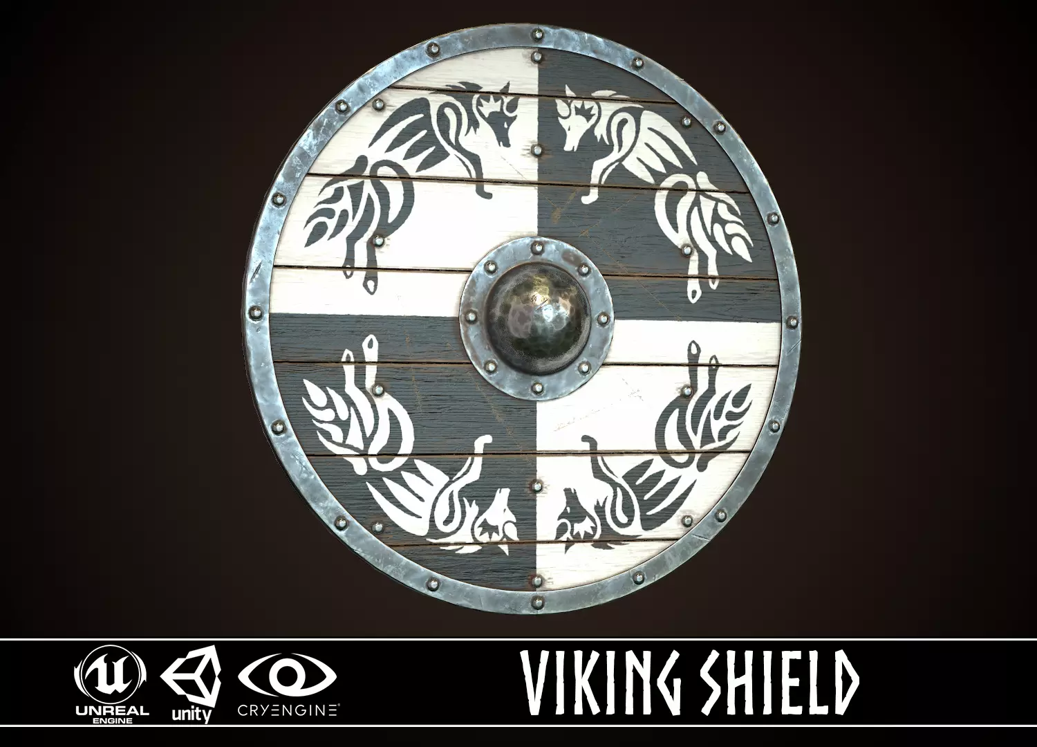 Viking Shield 30 Low-poly 3D model_0