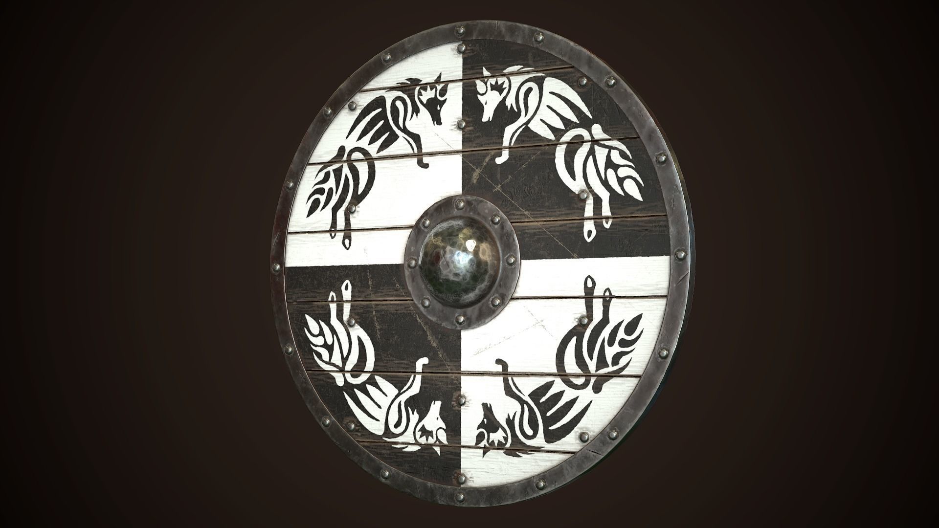 Viking Shield 30 Low-poly 3D model_3