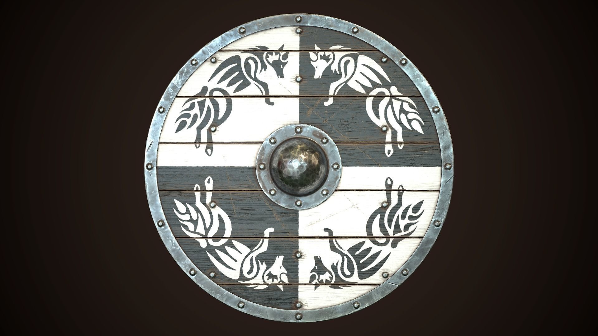 Viking Shield 30 Low-poly 3D model_2