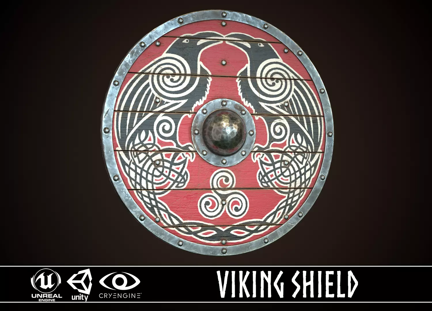Viking Shield 31 Low-poly 3D model_0