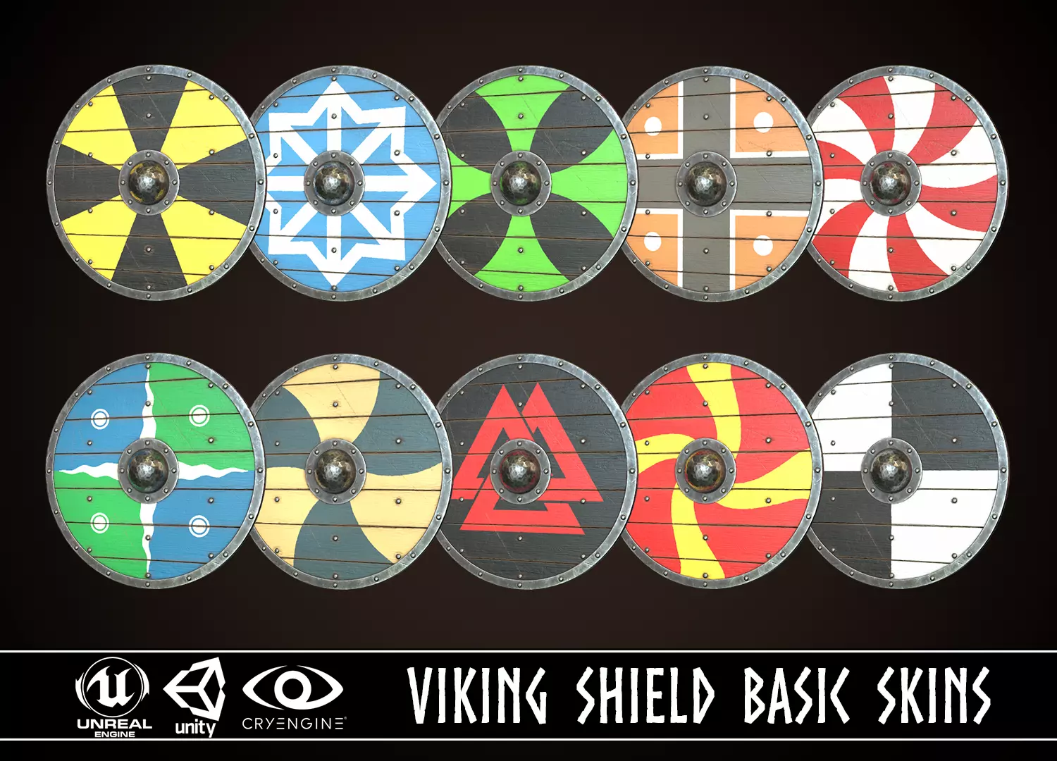 Viking Shield Basic Skins Low-poly 3D model_0