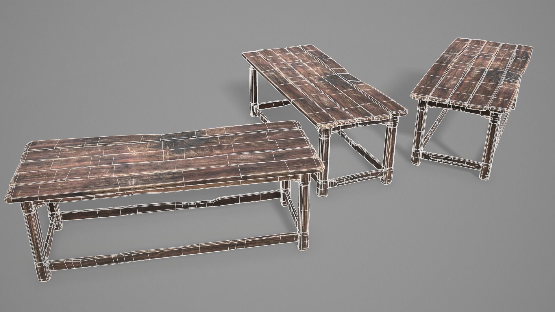 Alchemy Wood Table Low-poly 3D model_21
