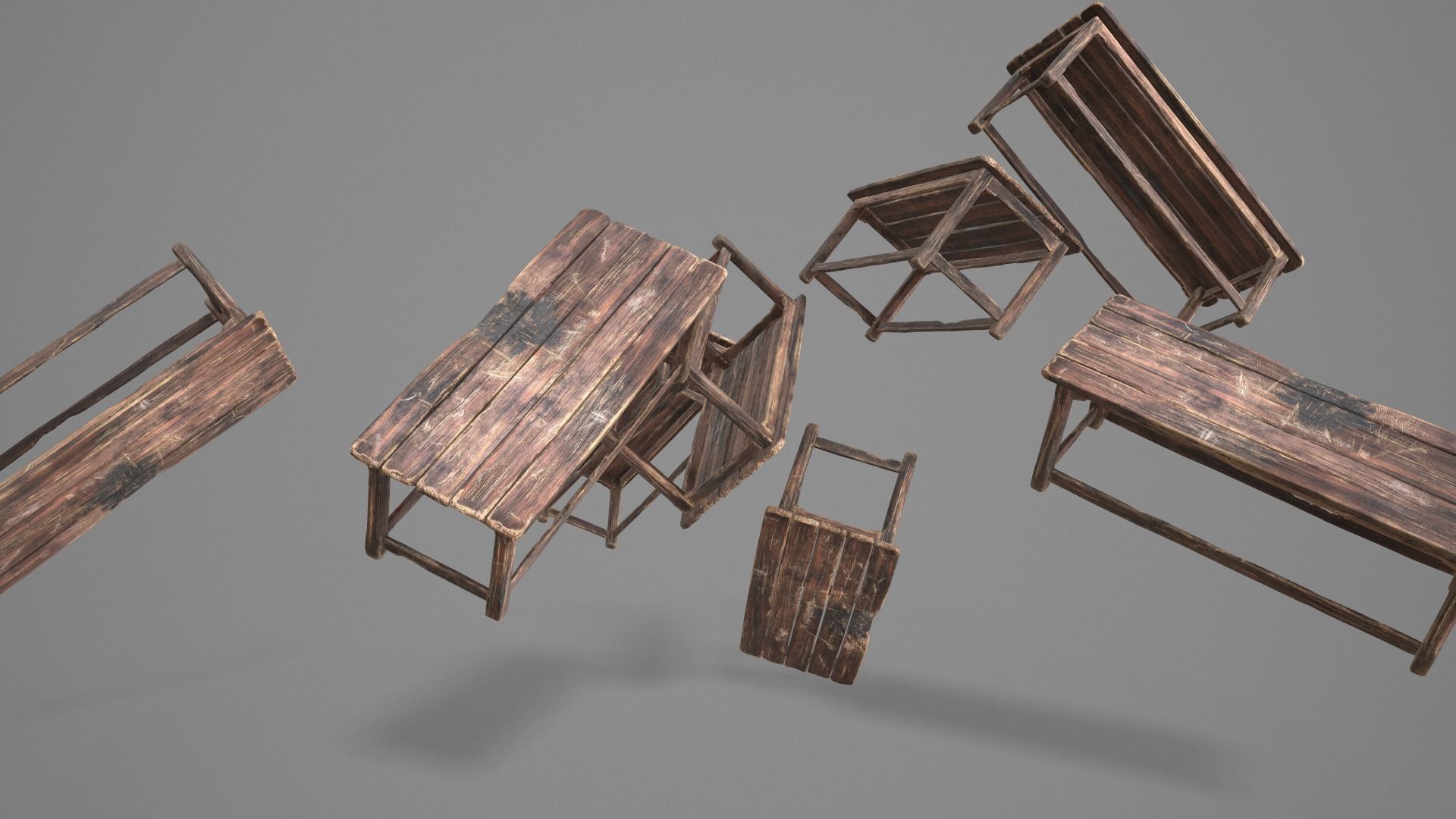 Alchemy Wood Table Low-poly 3D model_36