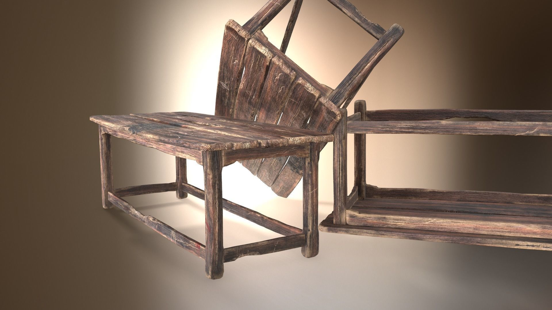 Alchemy Wood Table Low-poly 3D model_34