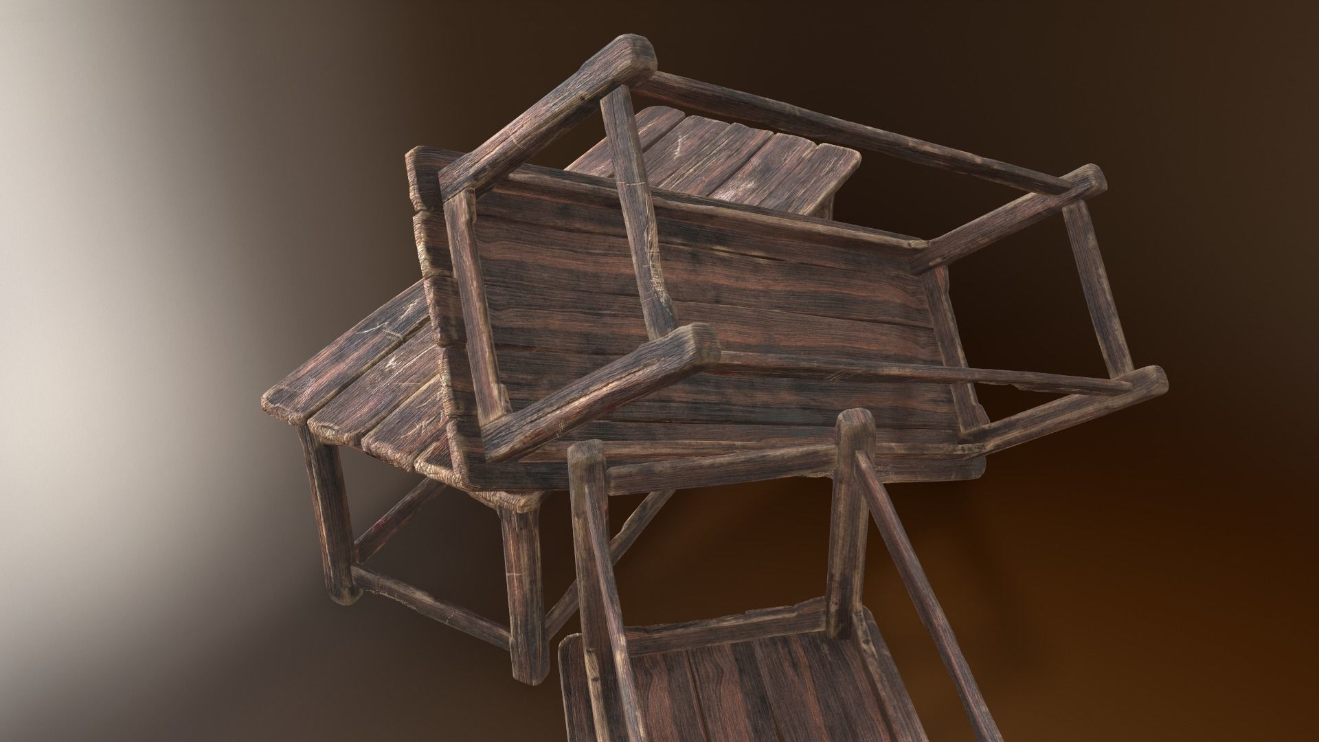 Alchemy Wood Table Low-poly 3D model_33