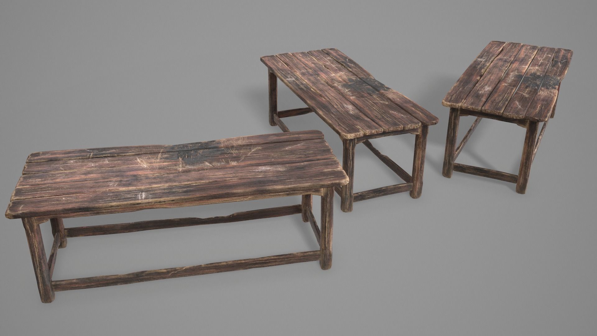 Alchemy Wood Table Low-poly 3D model_20